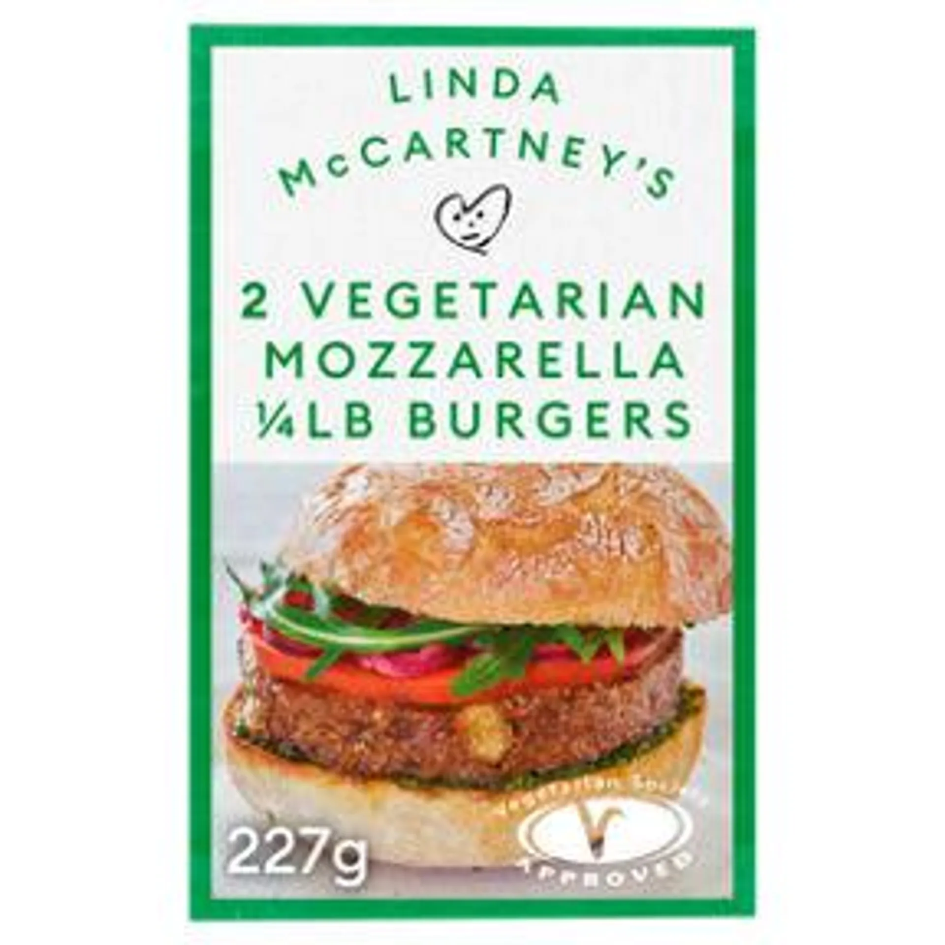 Linda McCartney's Meat Free 2 Mozzarella 1/4lb Burgers