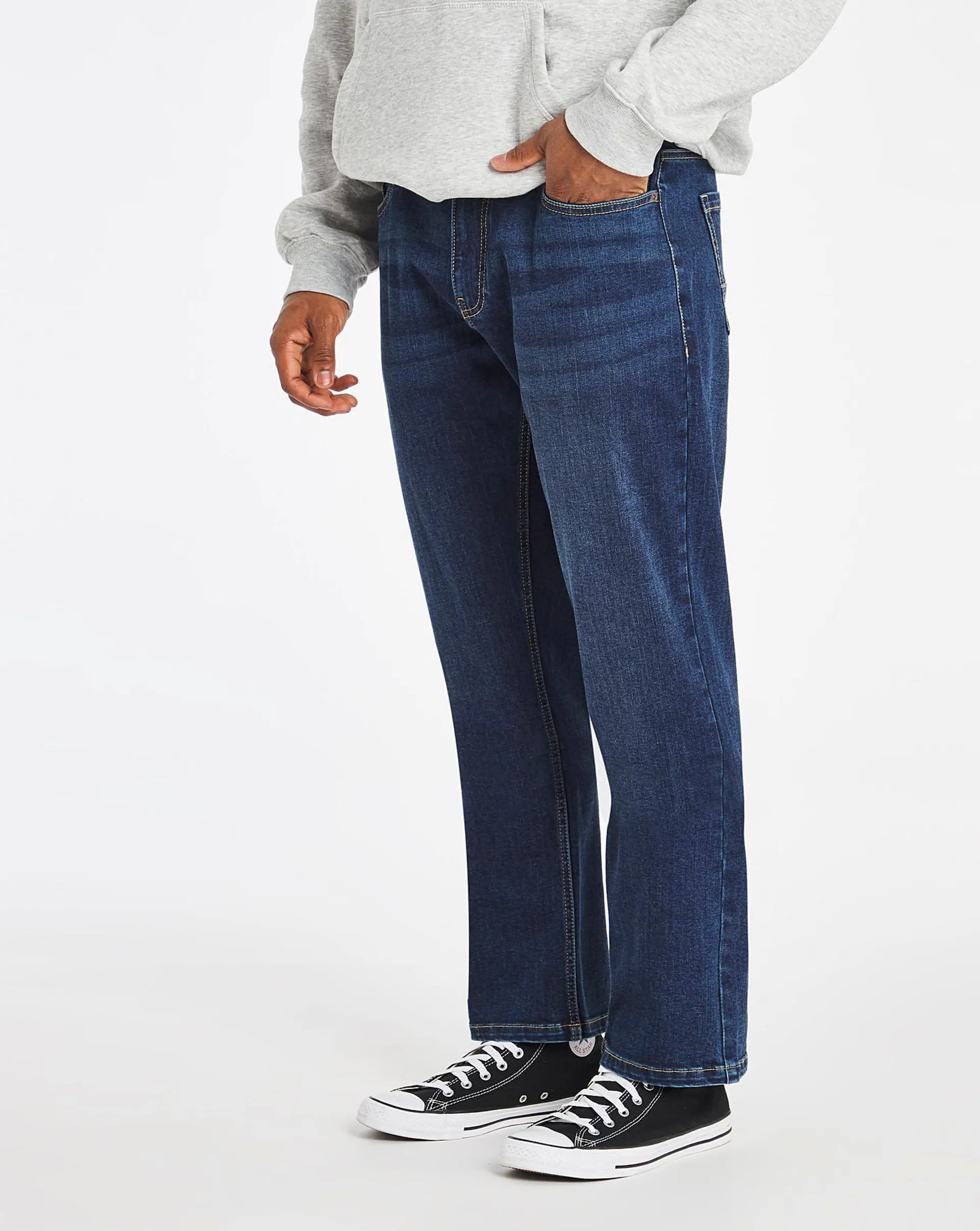 Darkwash Loose Fit Stretch Jeans