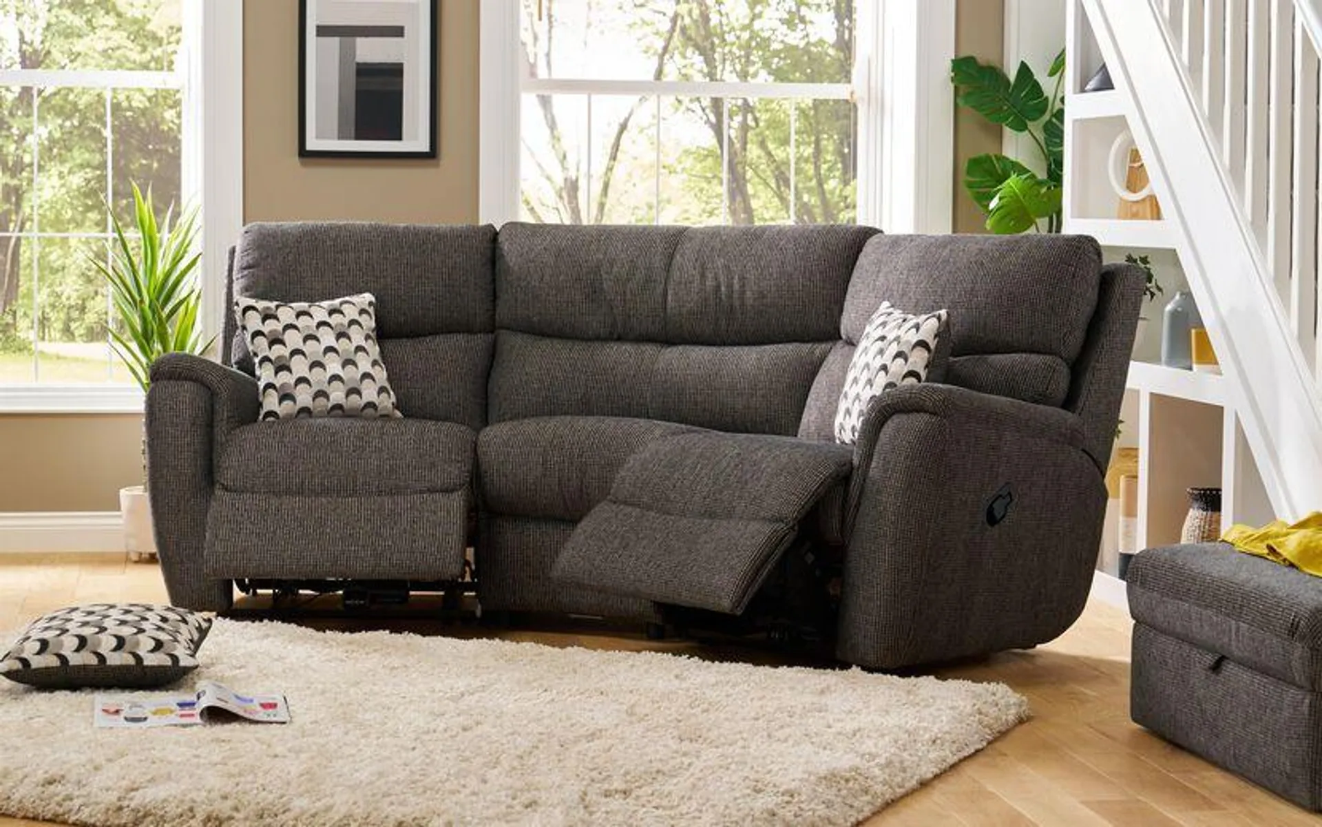 Milwaukee Fabric Compact Curve Manual Recliner Sofa