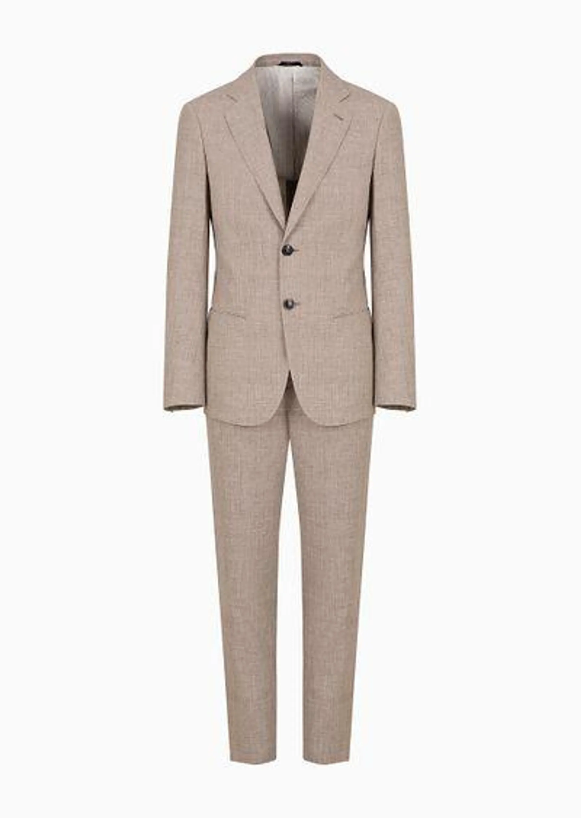 Single-breasted Soho line suit in linen and virgin wool