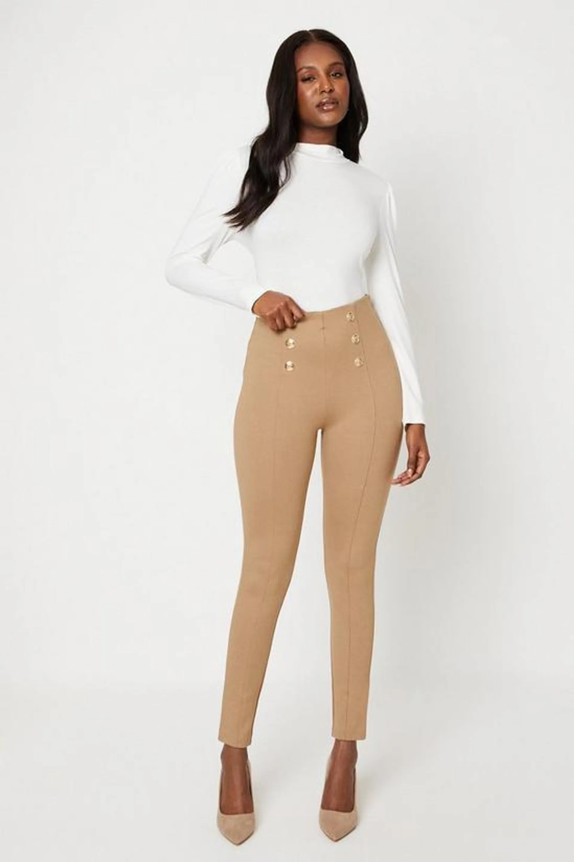 Military Button Skinny Legging