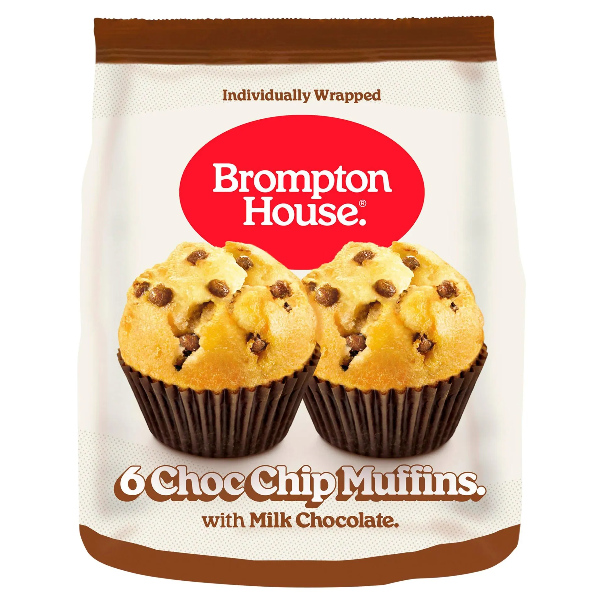 Brompton House Choc Chip Muffins with Milk Chocolate. 6 x 25g (150g)