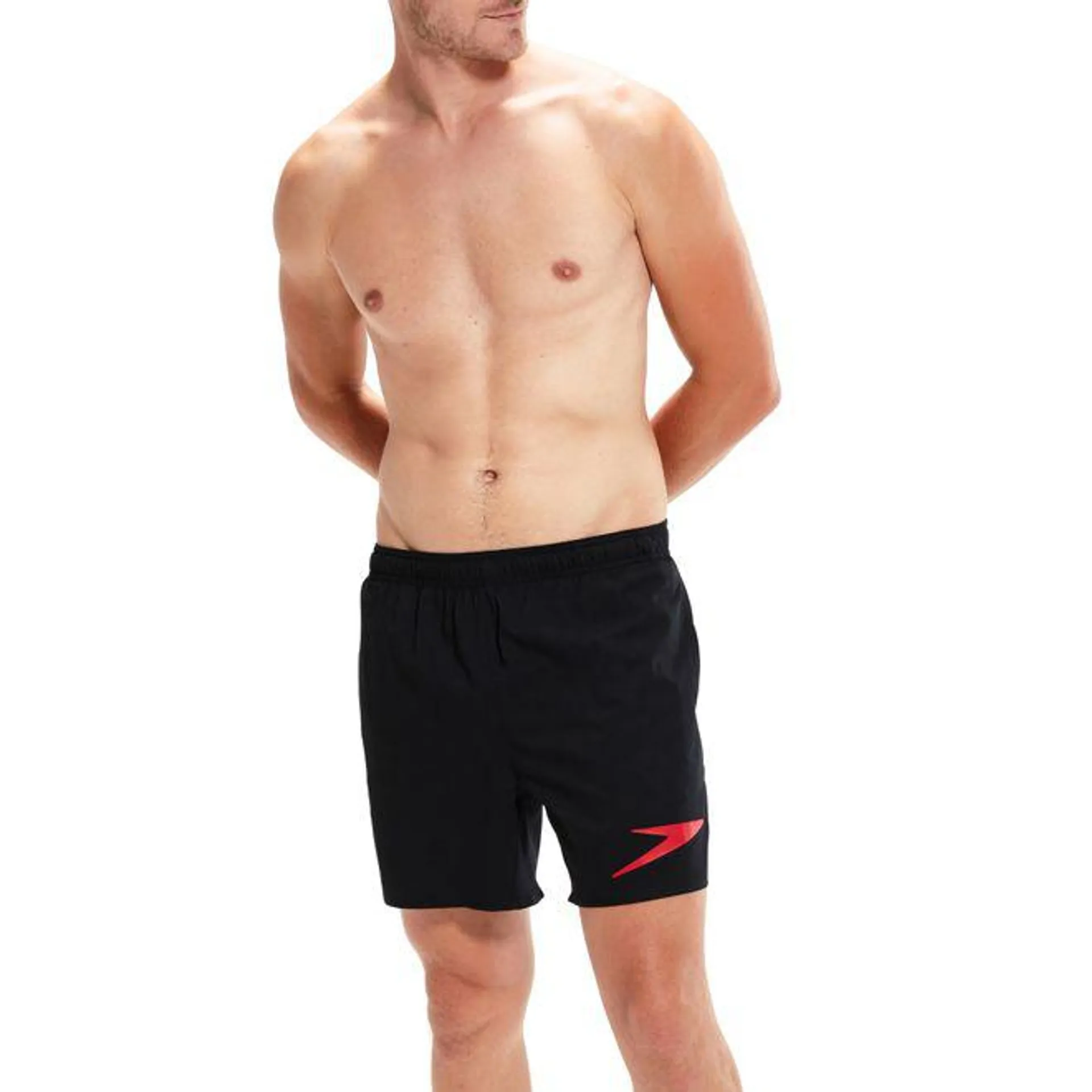 Speedo Mens Sports Solid 16 Water Shorts in Black Red