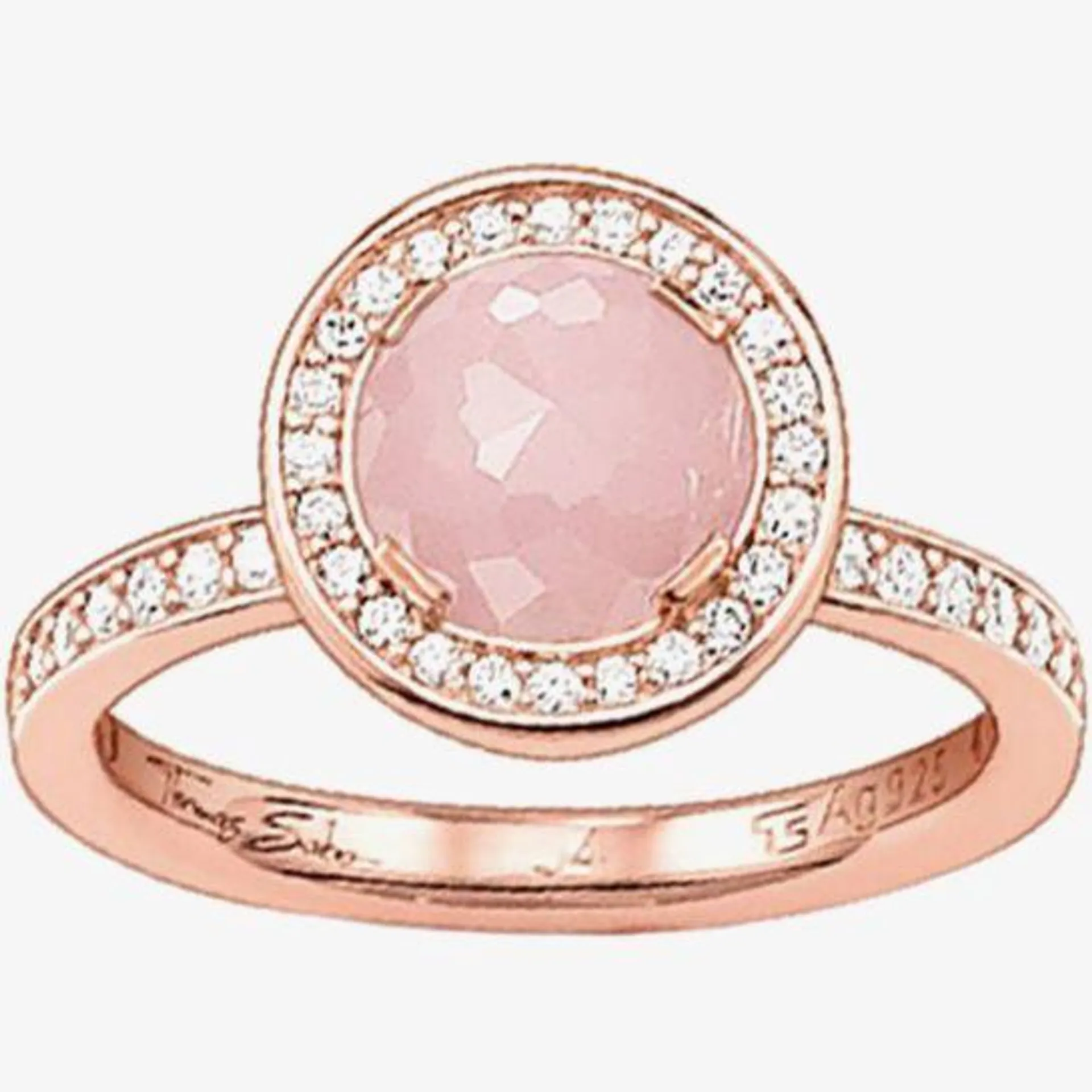 Rose Gold Plated Cubic Zirconia Quartz Round Cluster Ring