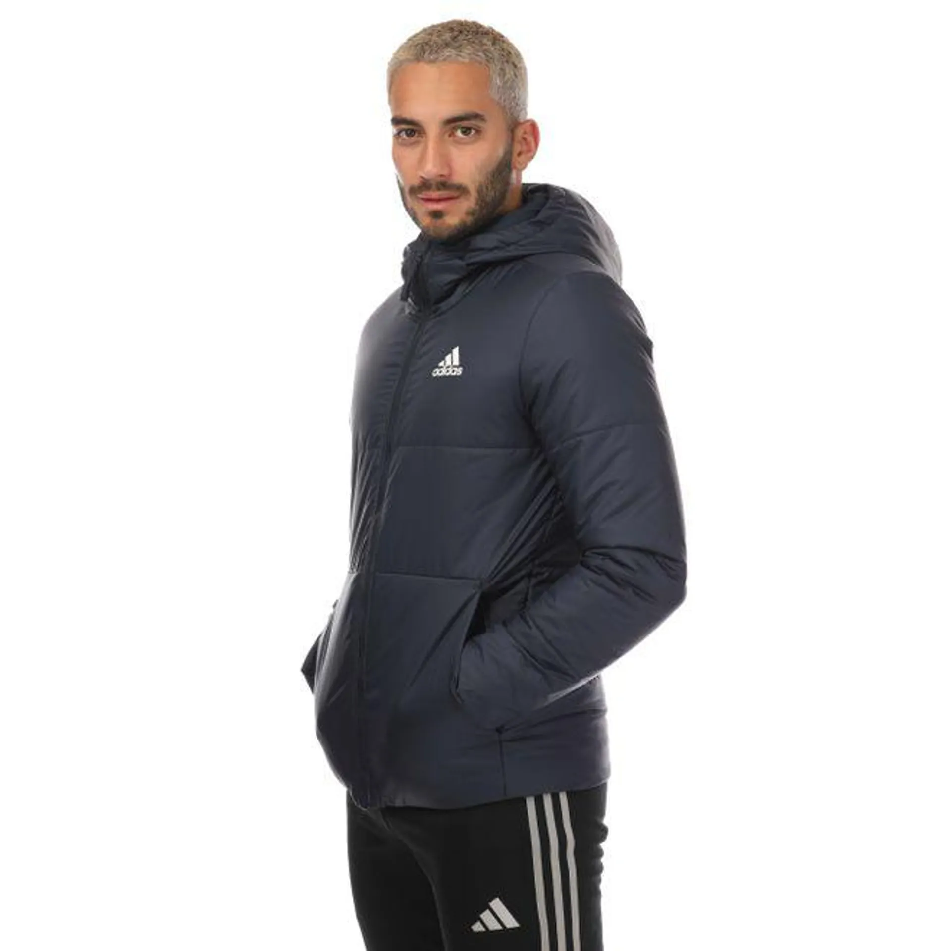 adidas Mens Hooded Insulated Jacket in inkwell