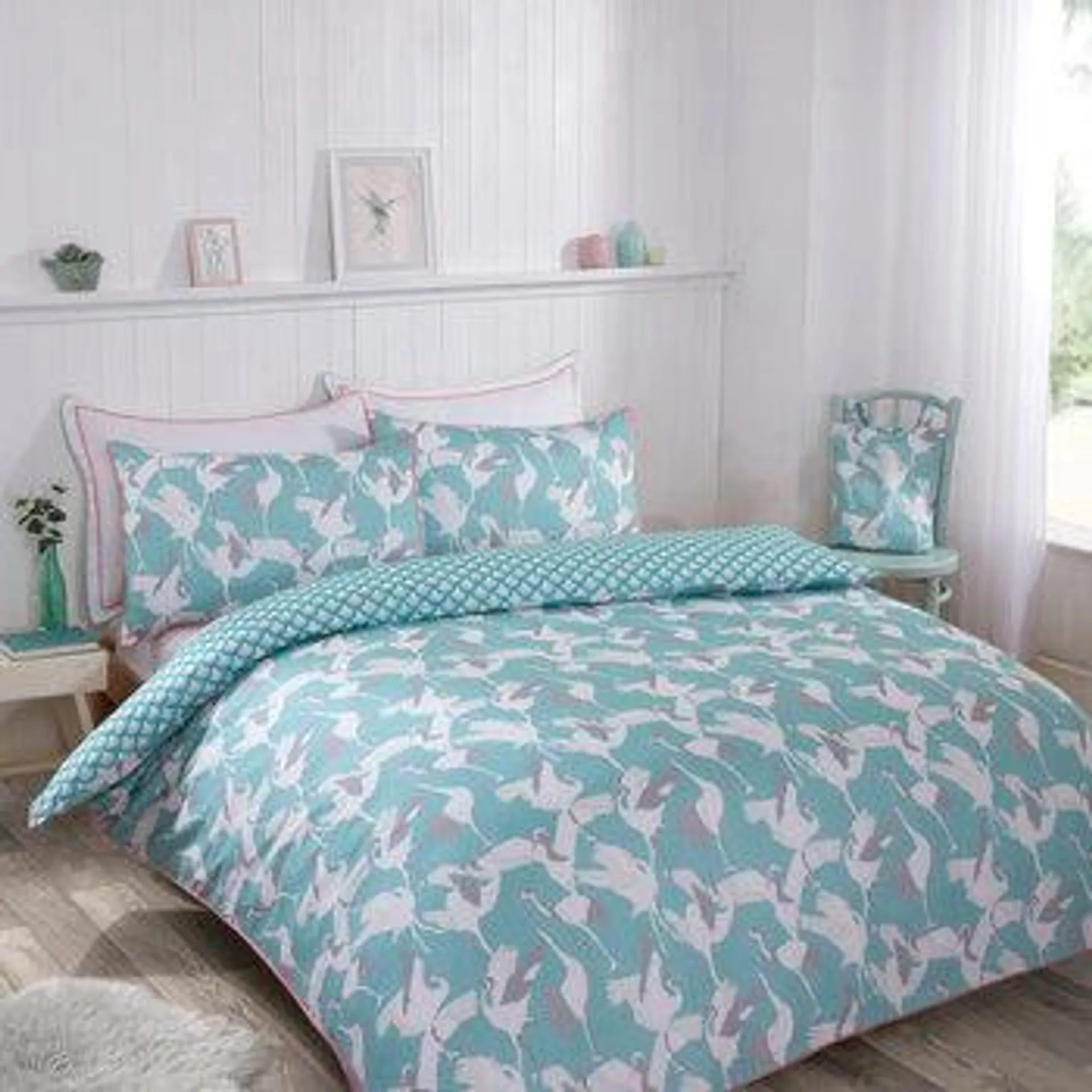 Tabitha Webb Cranes Cotton 3 Piece Bed Set in 4 Sizes