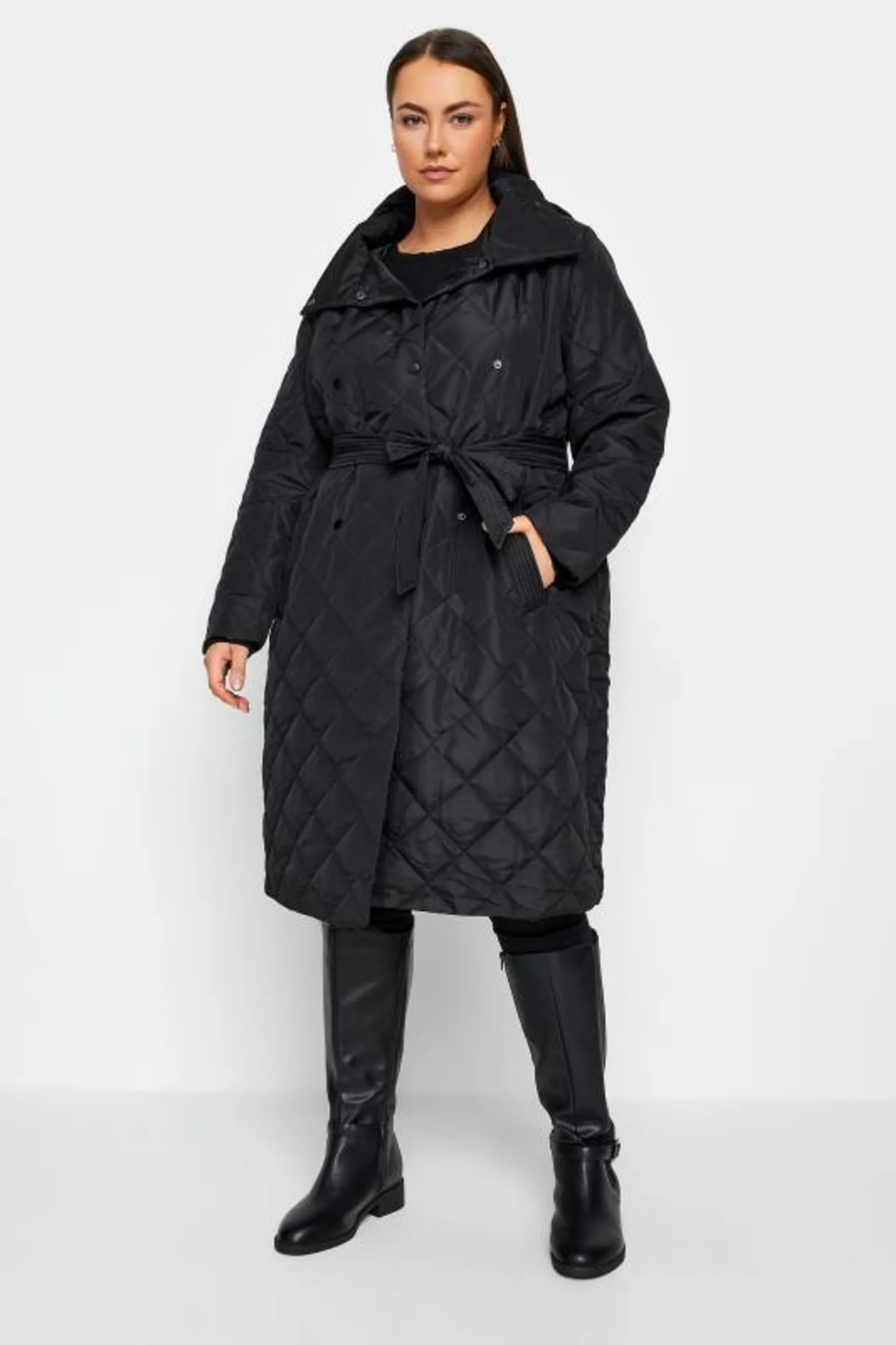 Evans Black Quilted Lightweight Longline Jacket