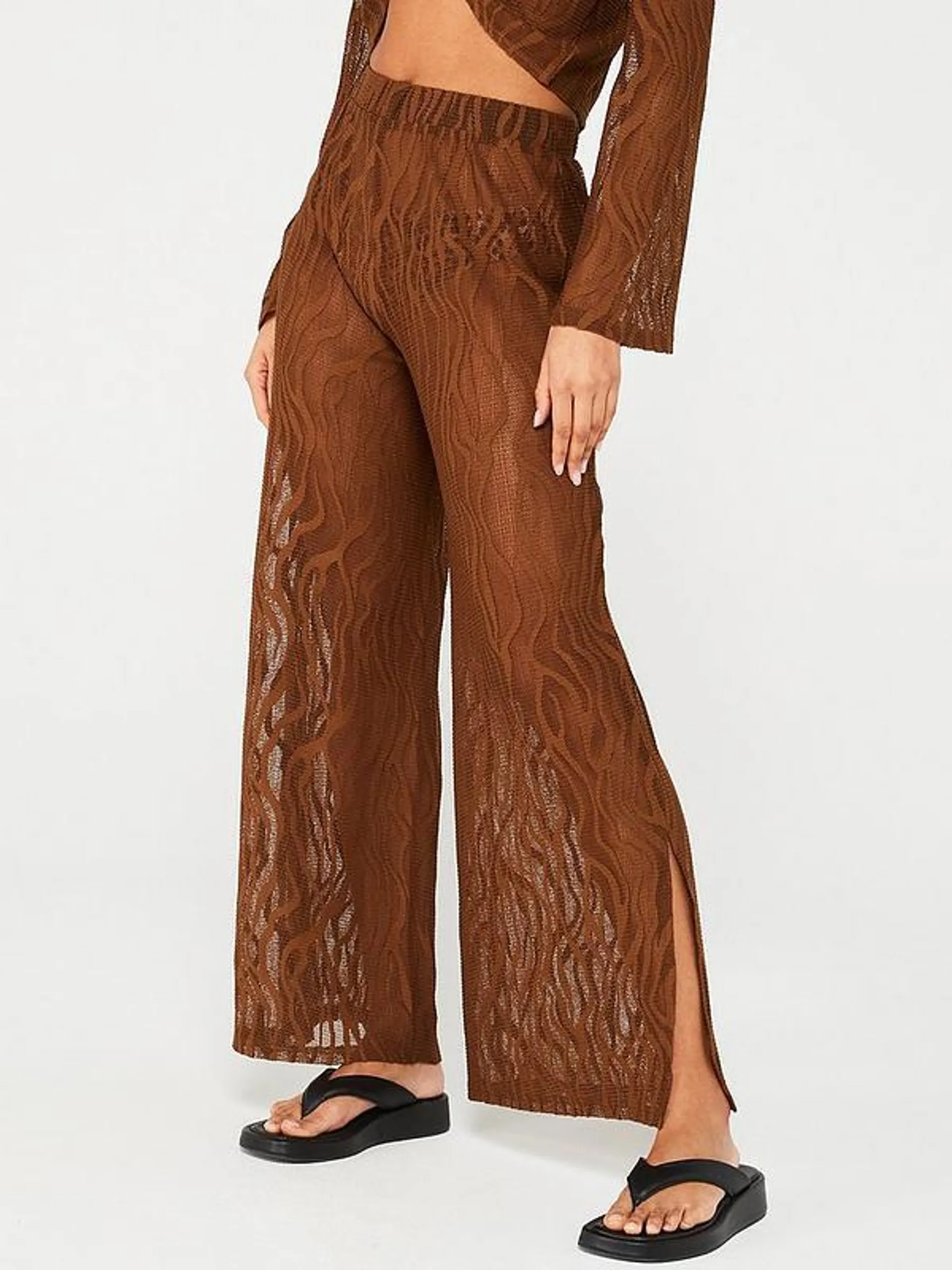 High Waisted Beach Trousers - Brown