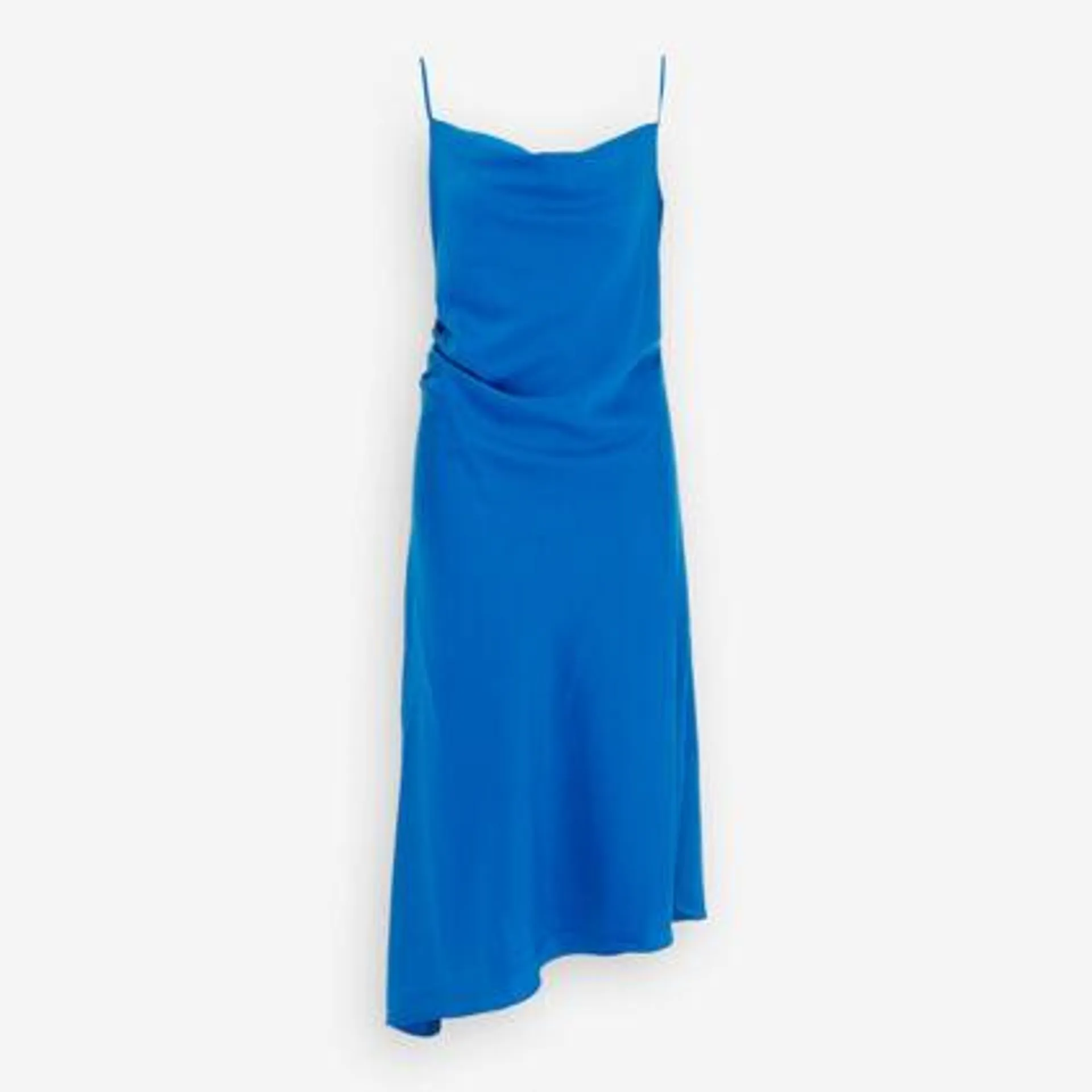 Blue Satin Maxi Dress