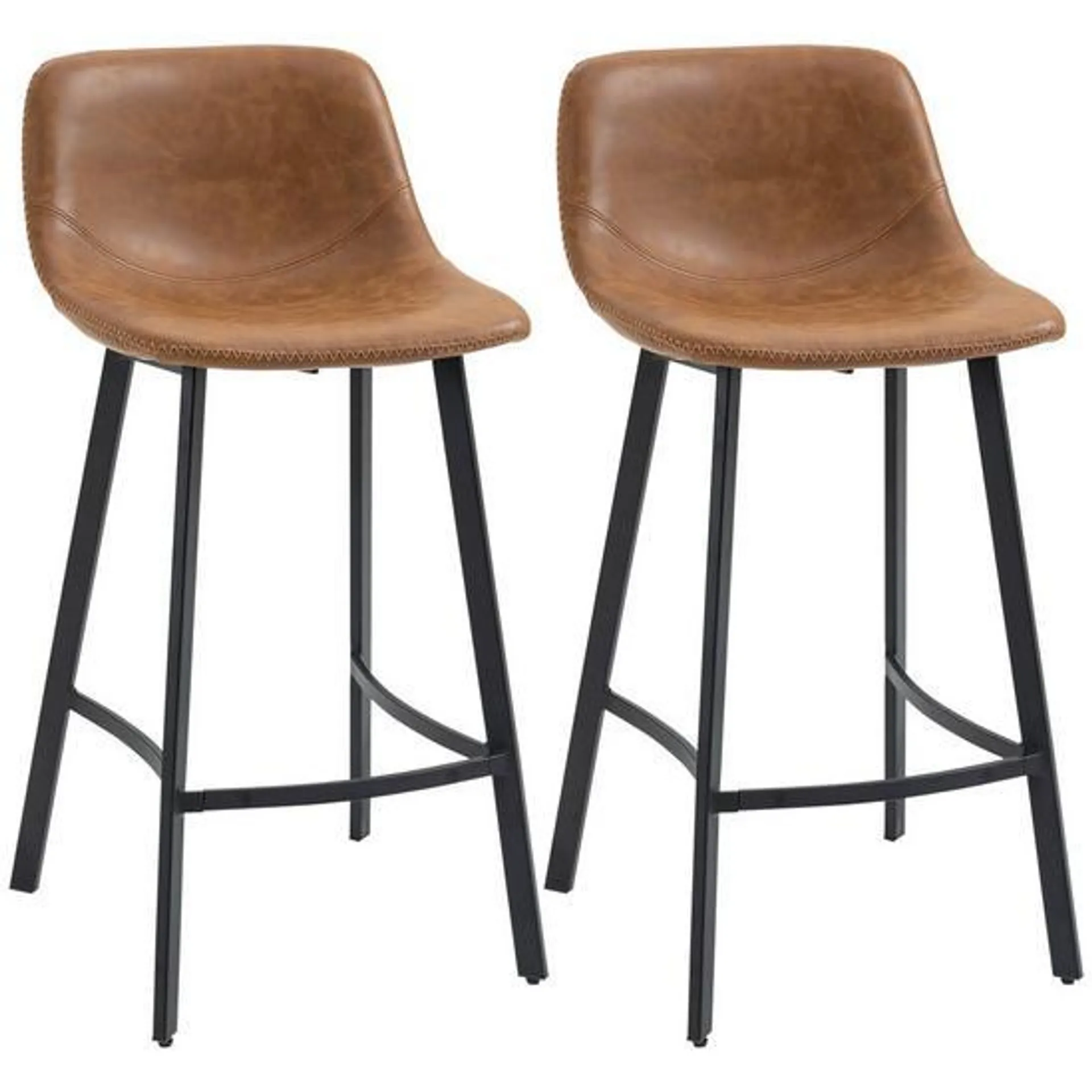 Industrial Bar Stools Set of 2, Upholstered Kitchen Stool