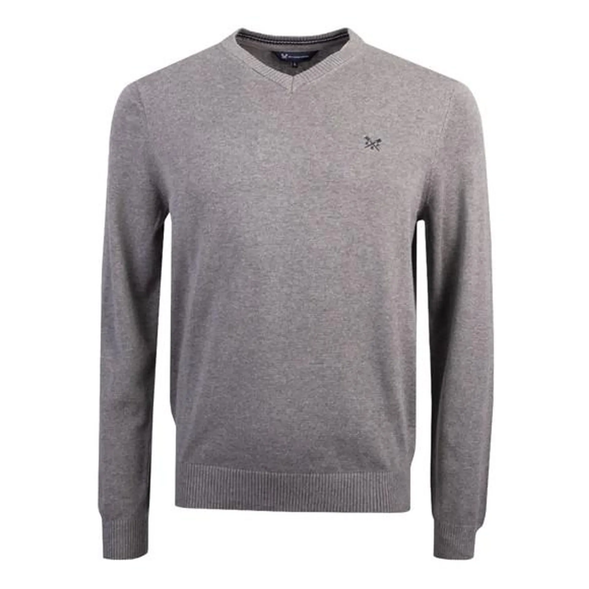 Mens Grey Organic Cotton V-Neck Jumper