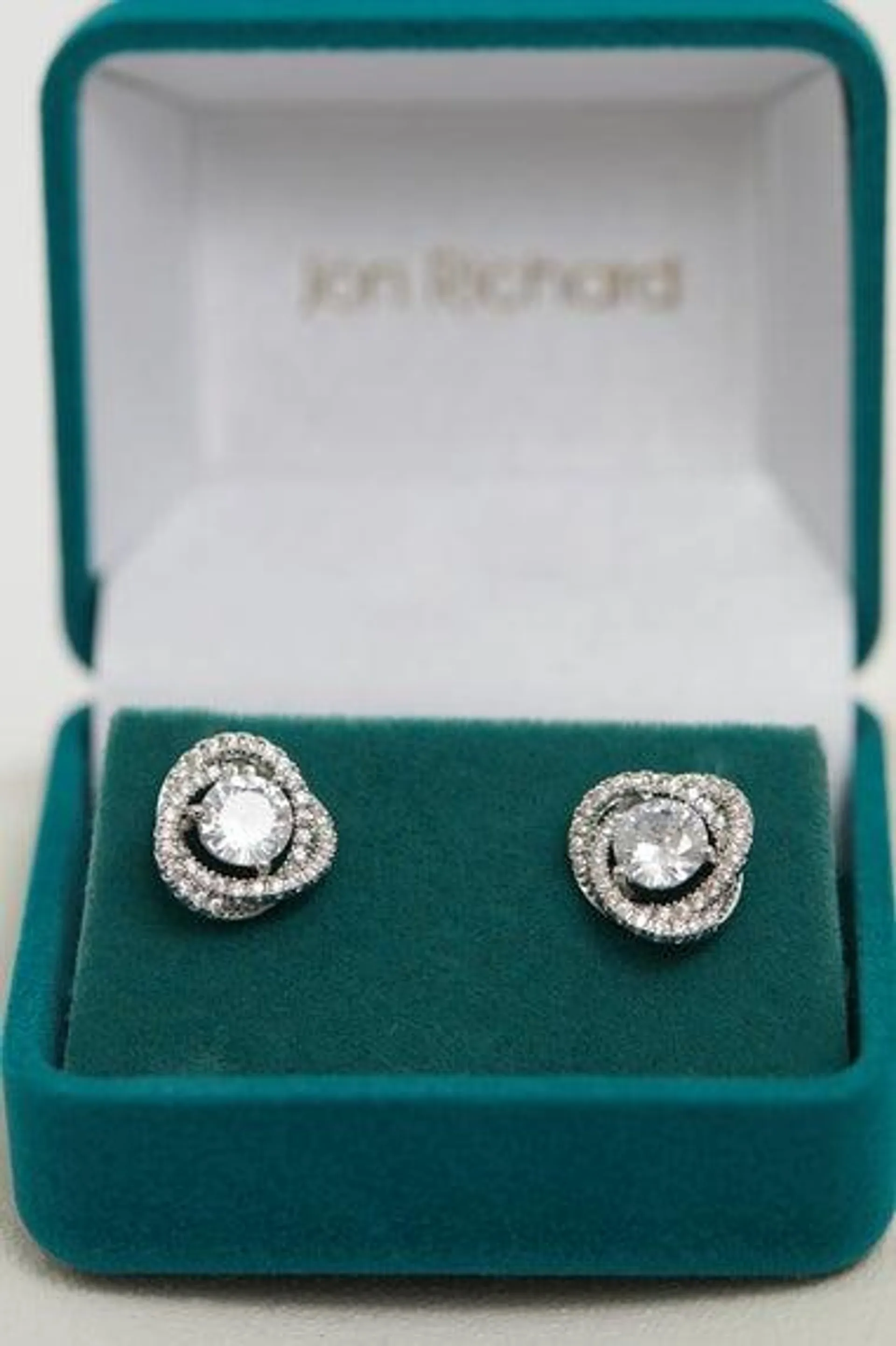 Jon Richard Rhodium Plated Crystal Halo Earrings