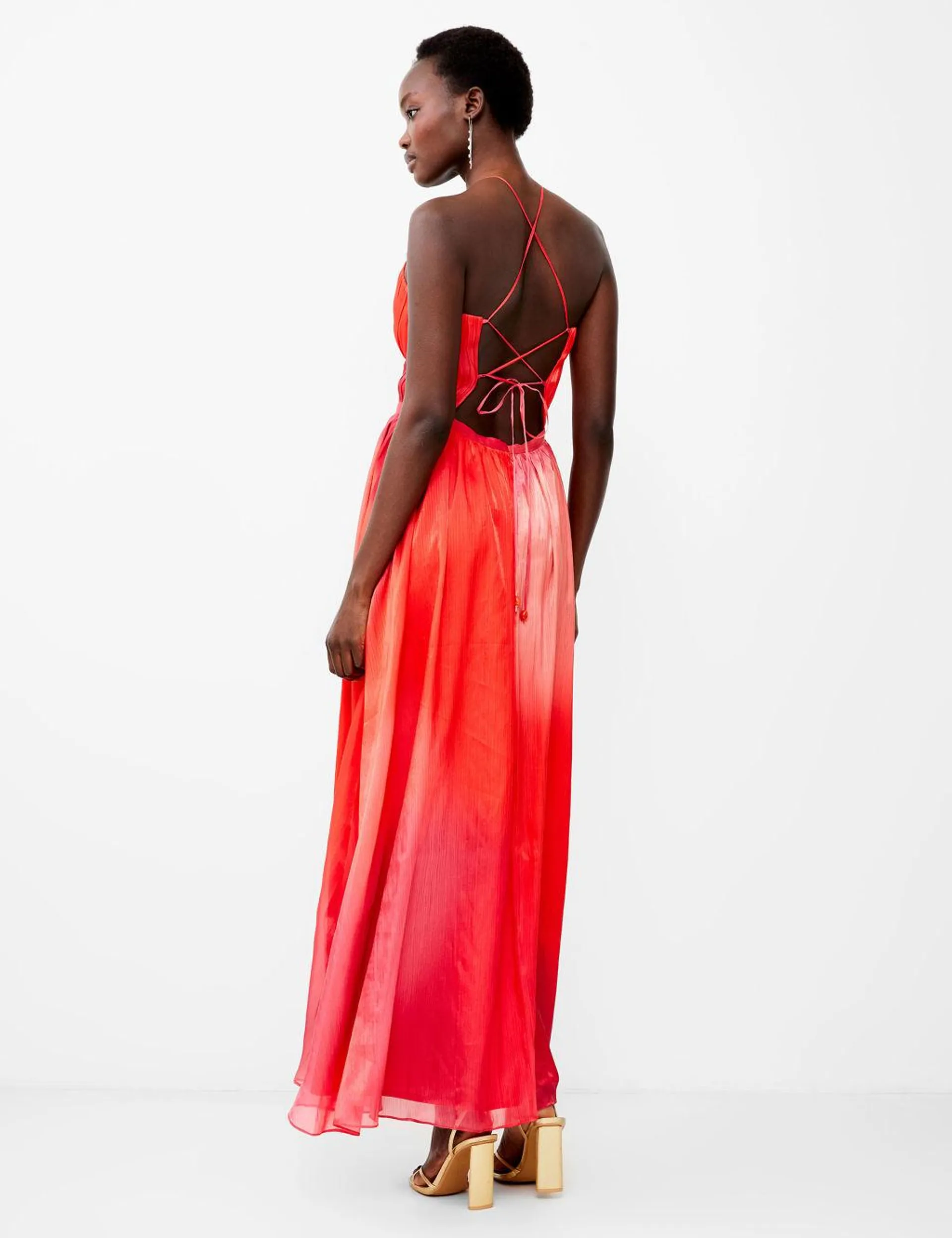 Colour Block Sweetheart Neckline Maxi Dress