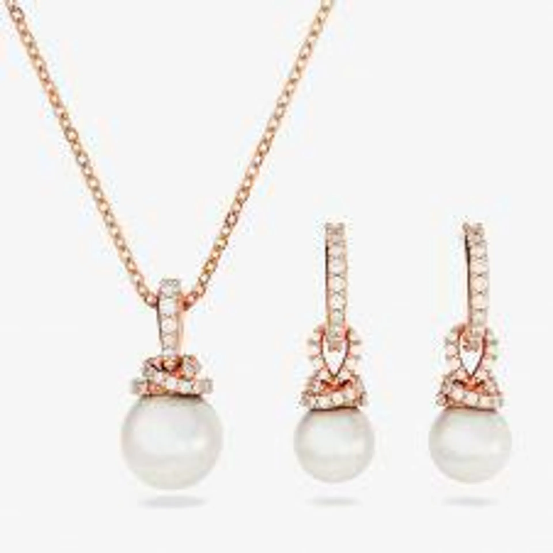 Originally Rose Gold Tone Crystal Pearl Jewellery Set 5672835