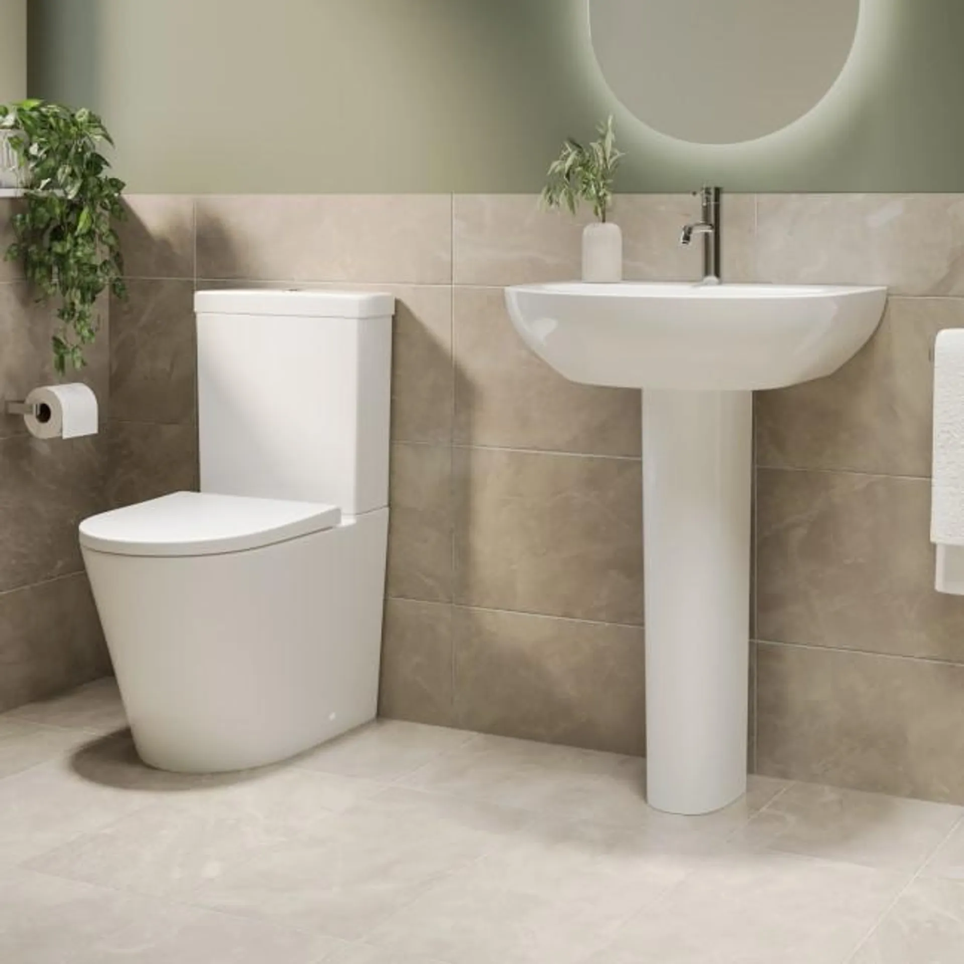 Close Coupled Toilet and Basin Bathroom Suite - Newport