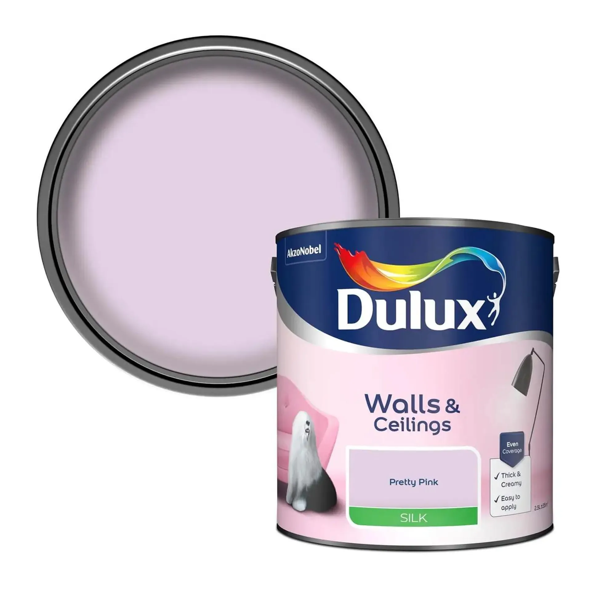 Dulux Silk Emulsion Paint Pretty Pink - 2.5L