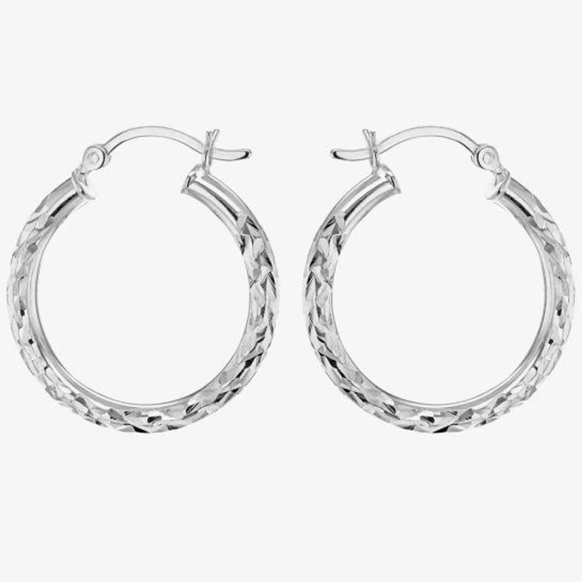 Sterling Silver 25mm Diamond-Cut Hoop Earrings 8.51.0949