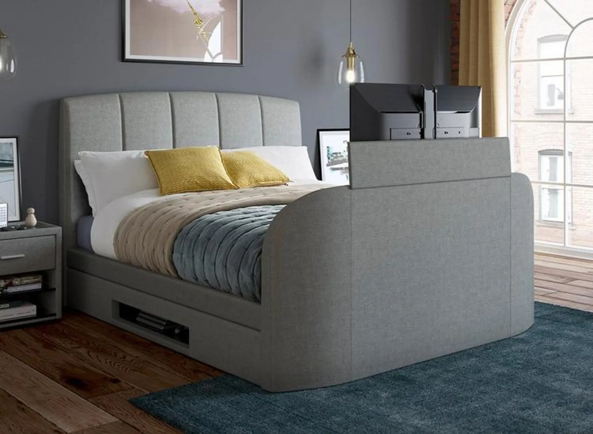 Seoul Upholstered Ottoman TV Bed Frame