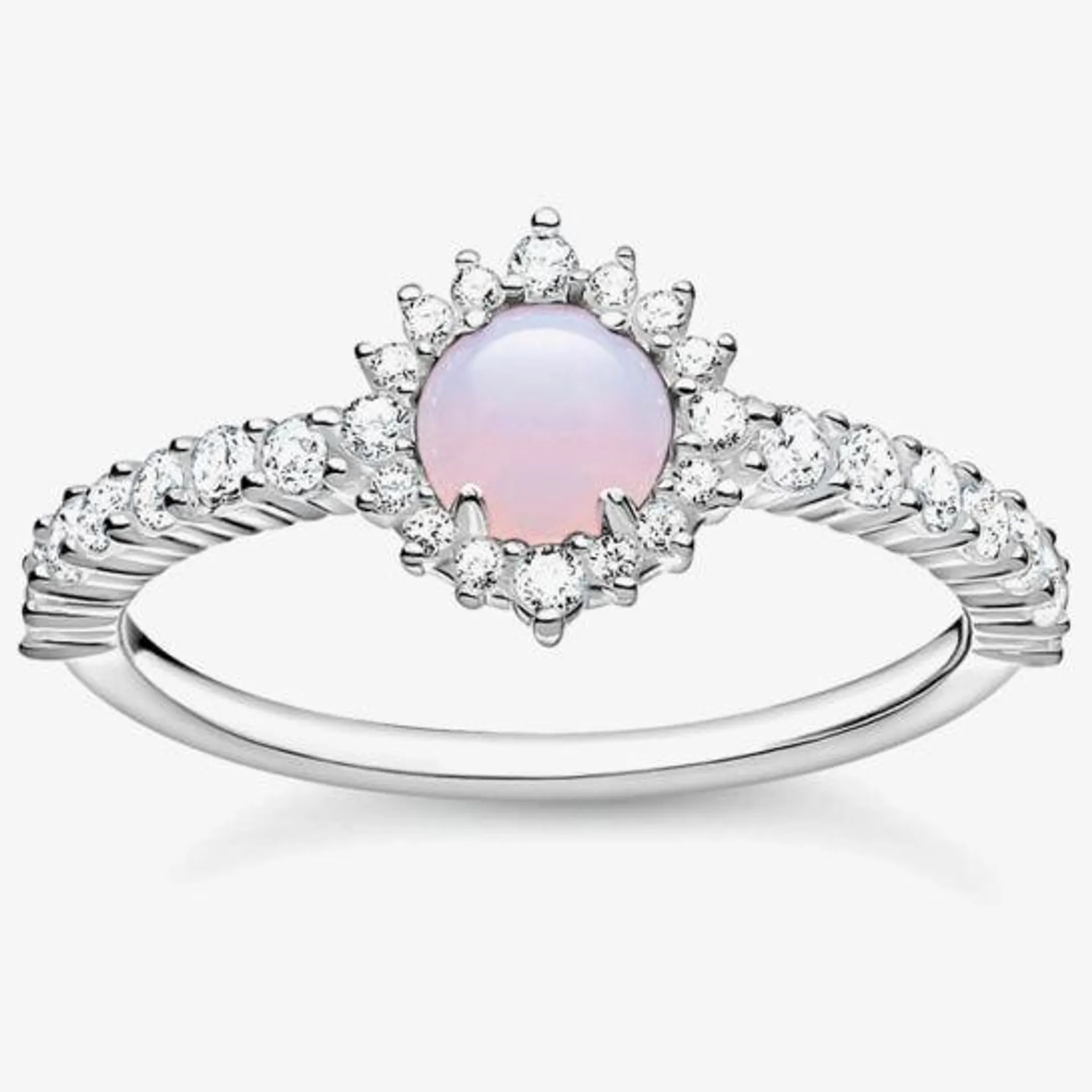 THOMAS SABO Vintage Sterling Silver Pink Opal-Imitation Cocktail Ring TR2344-166-7