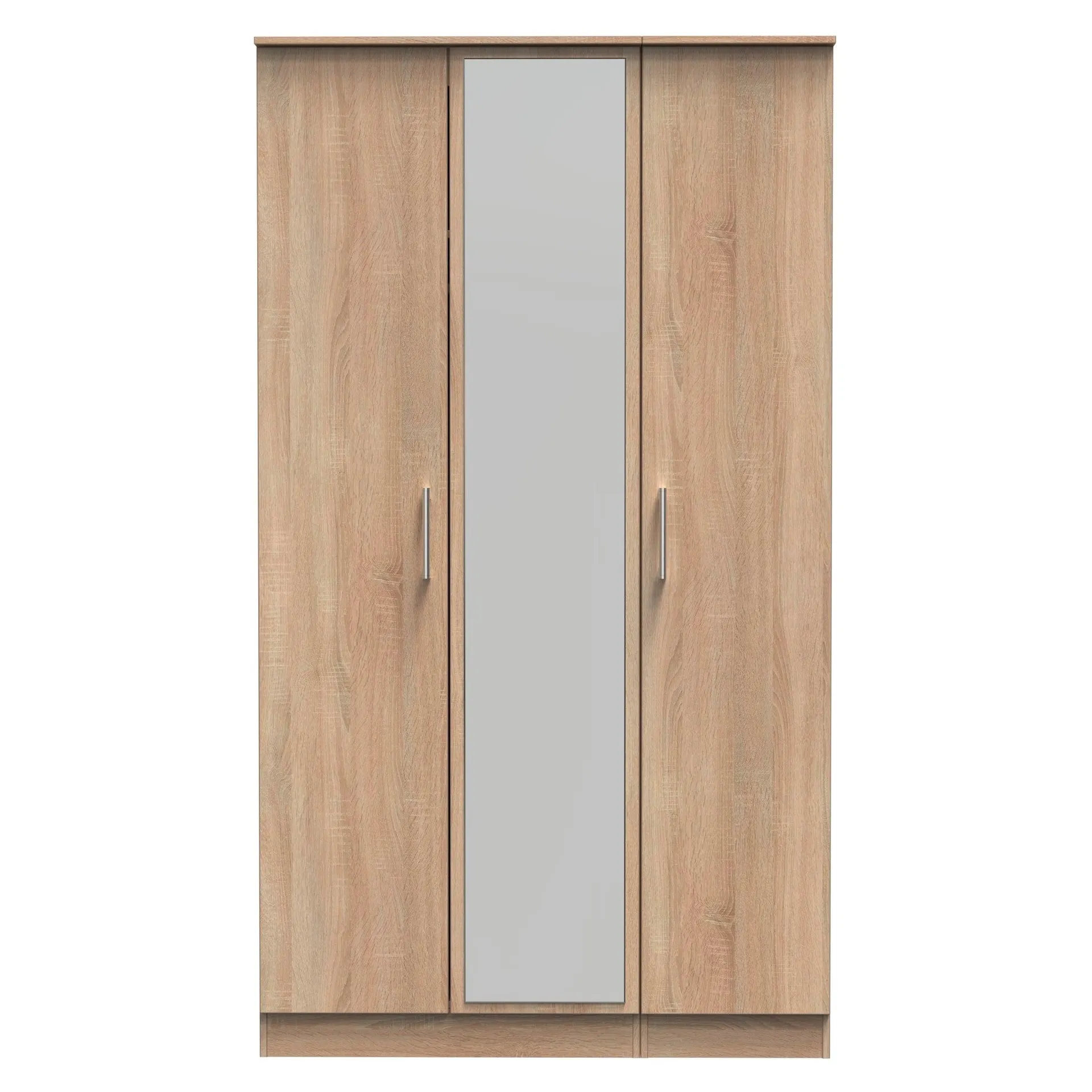 Denver Ready Assembled Wardrobe with Triple Mirror - Oak