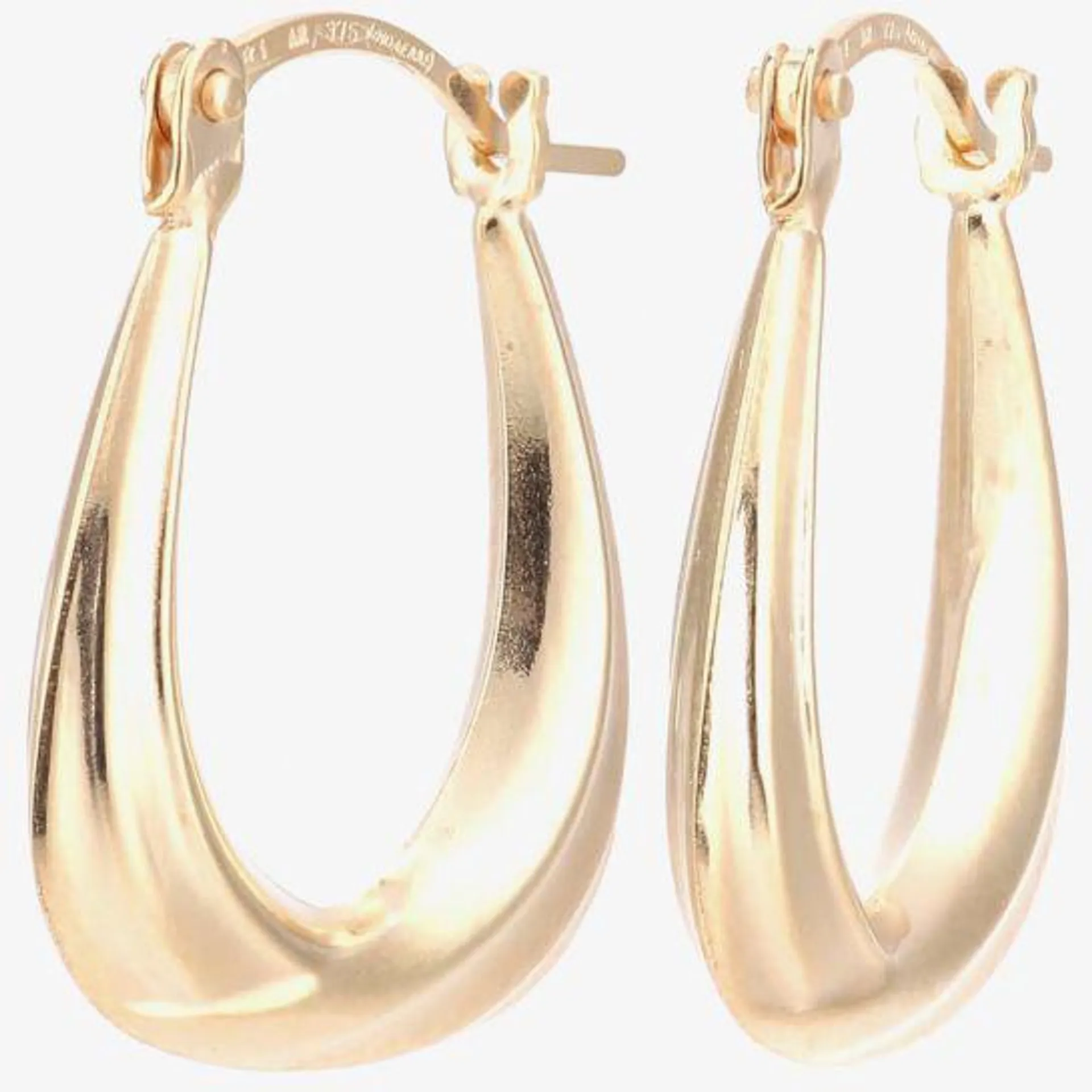 9ct Yellow Gold Shaped Oval Creole Earrings UER132Y