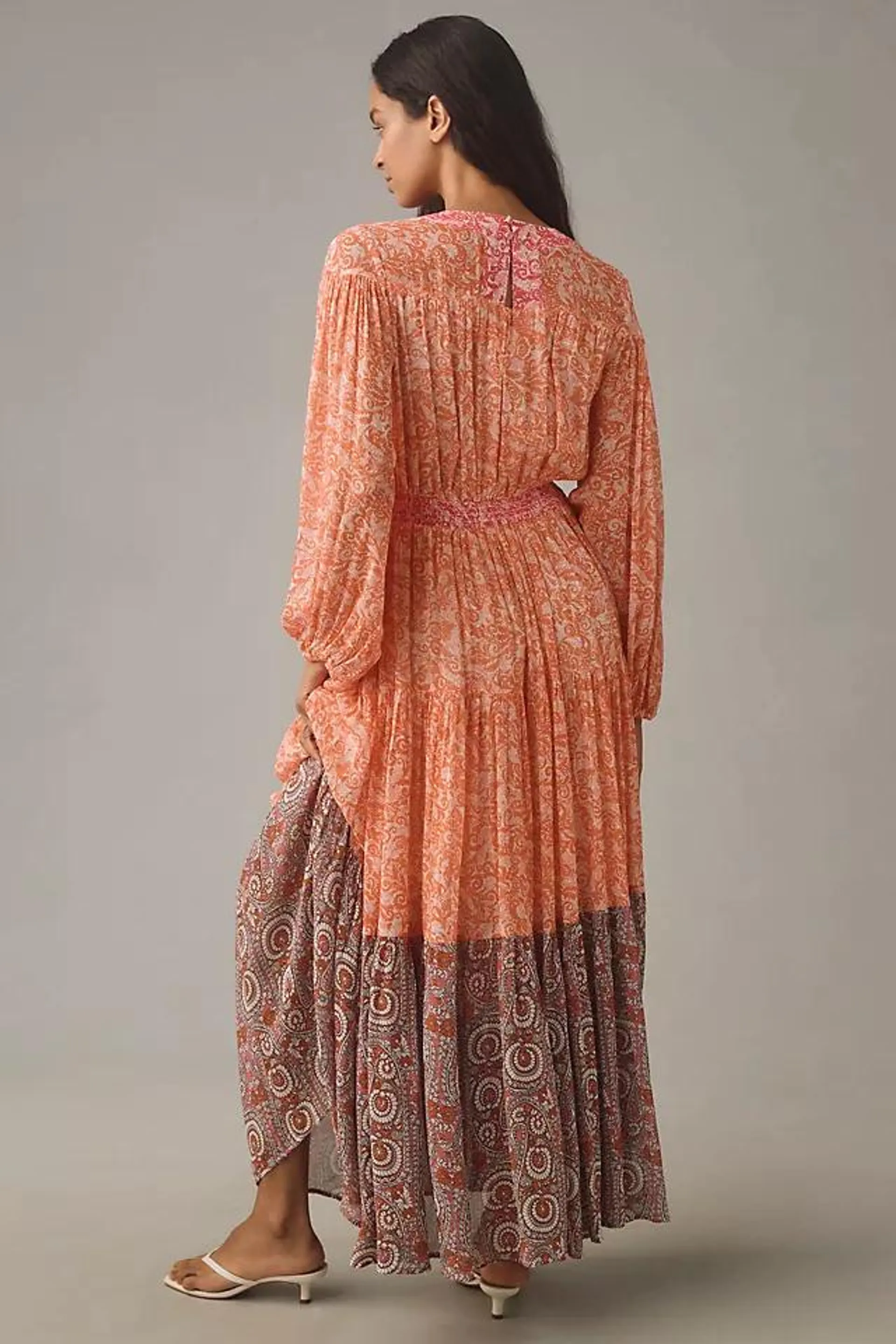 Maeve Long-Sleeve Sheer Printed Maxi Dress