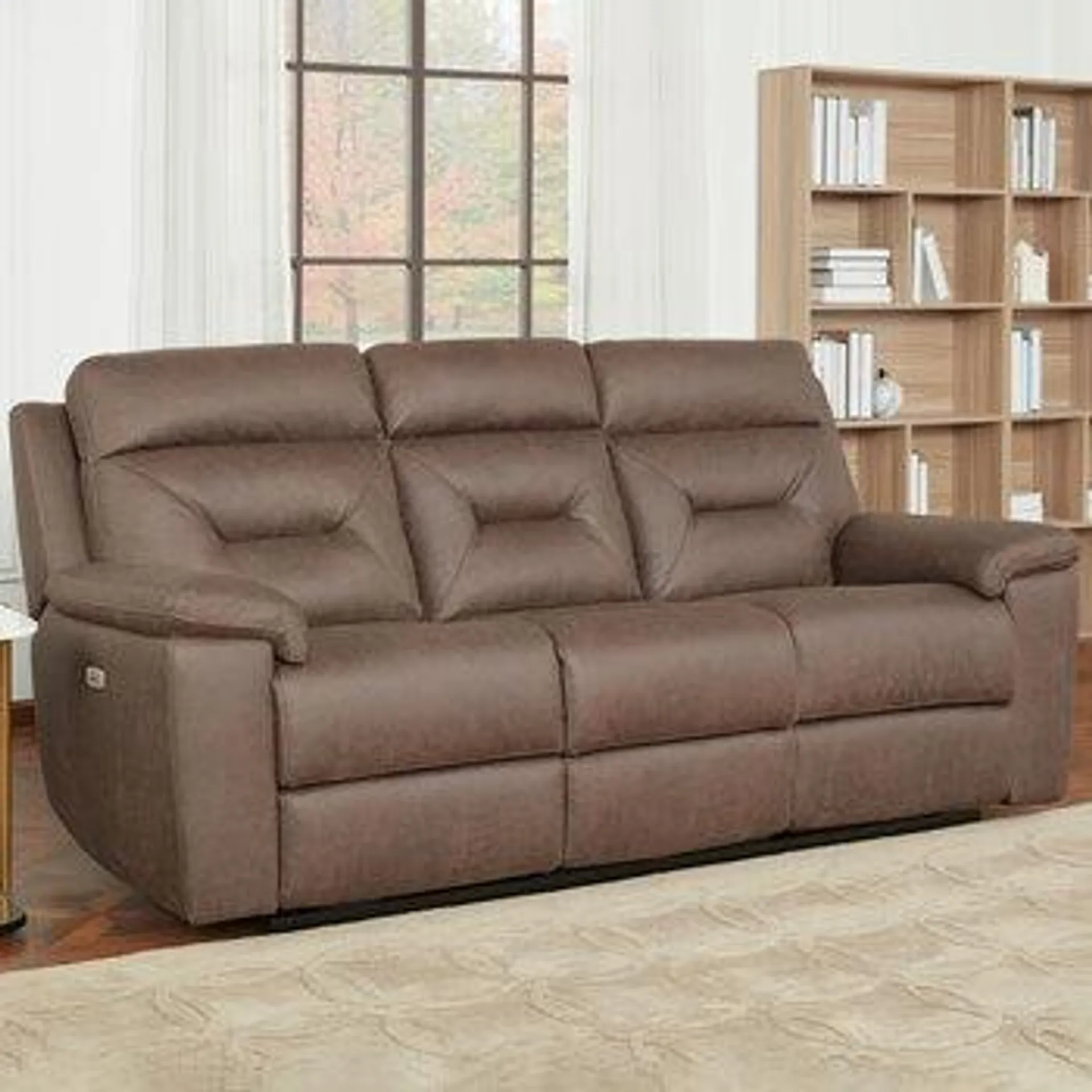 Gilman Creek Justin Brown Fabric Power Reclining 3 Seater Sofa