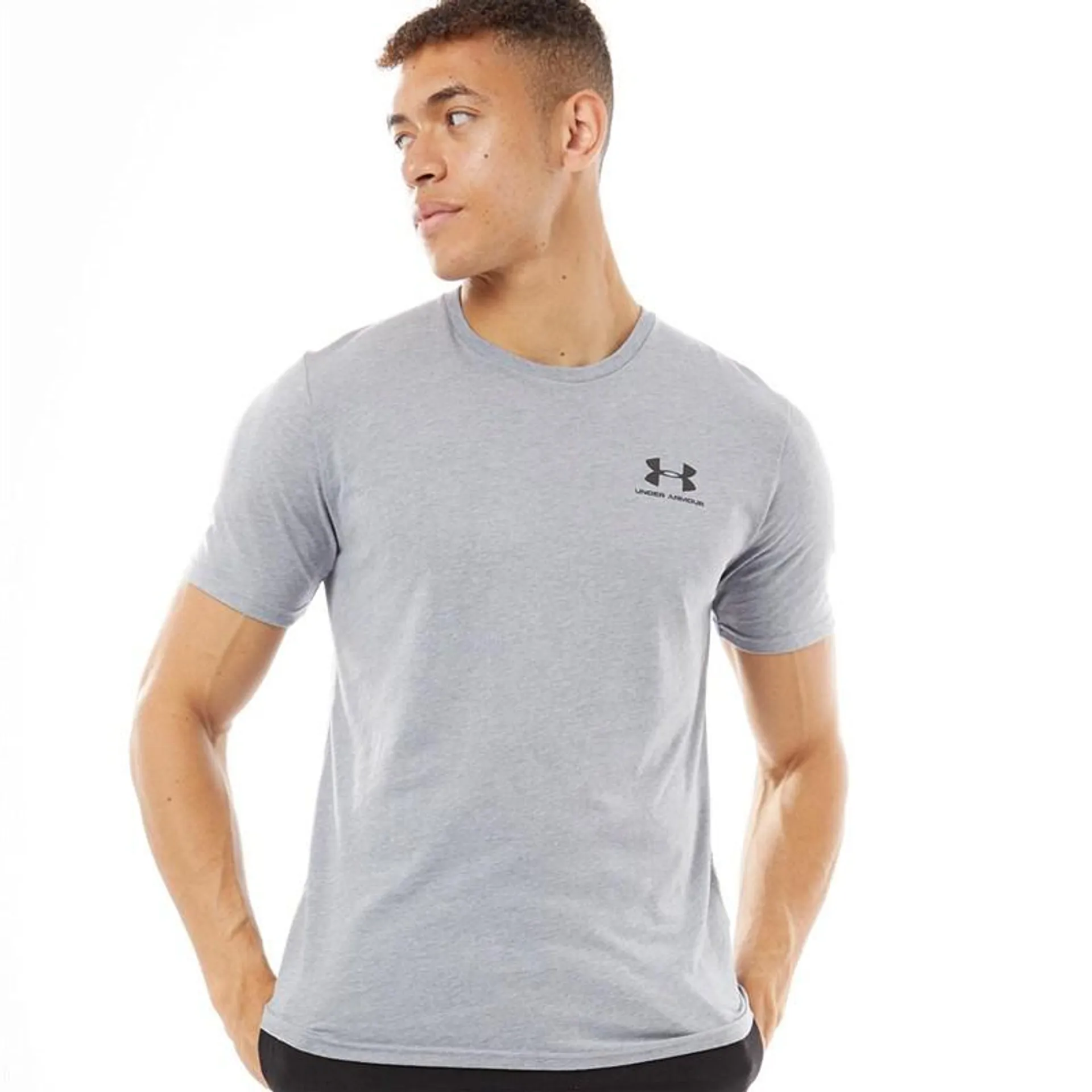 Under Armour Mens UA Sportstyle Left Chest Short Sleeve T-Shirt Steel Light Heather / Black