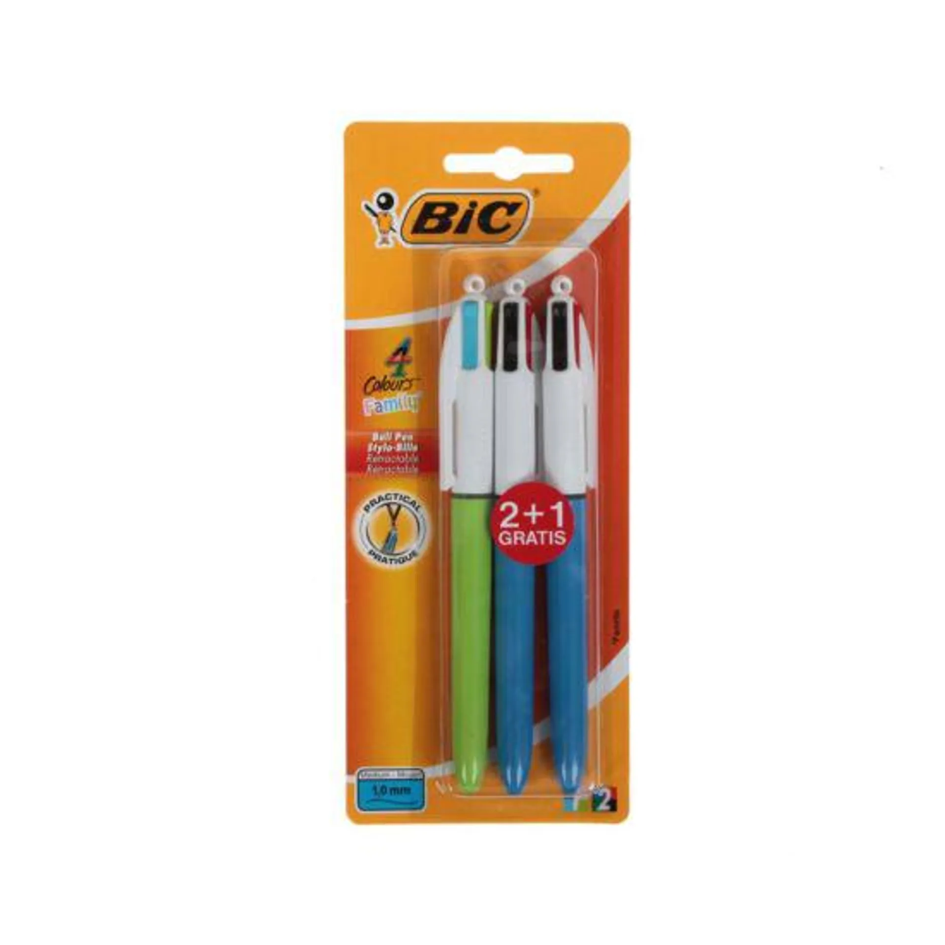 BiC 4-Colour Medium Blister Pack of 2 + 1 Free Fashion Pen