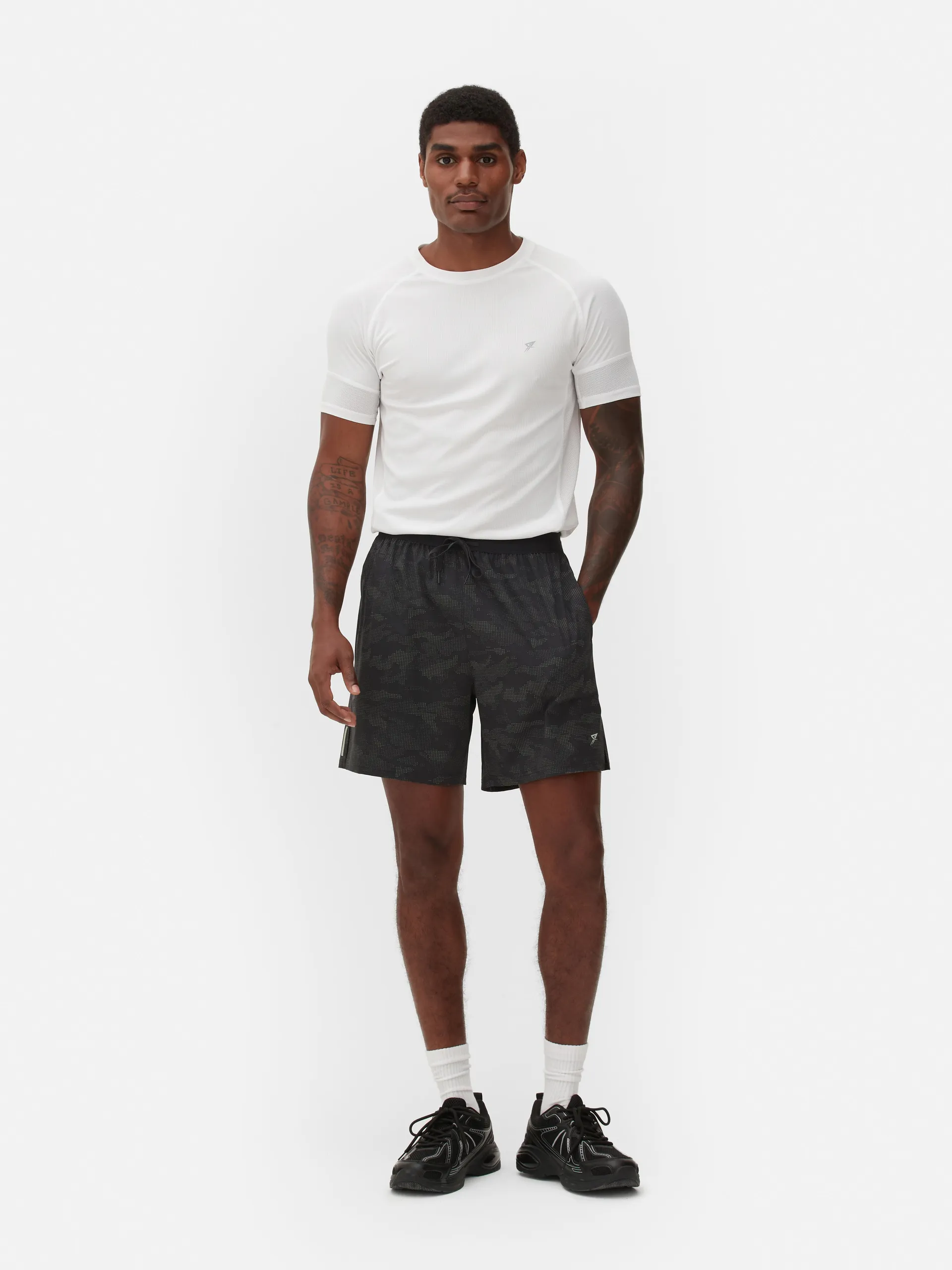 Reflective Patterned Gym Shorts