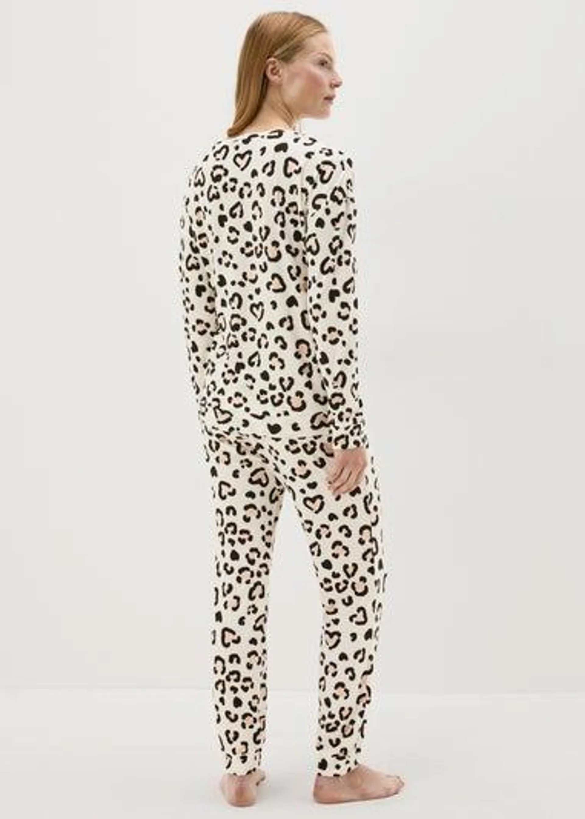 Cream Leopard Print Pyjama Set