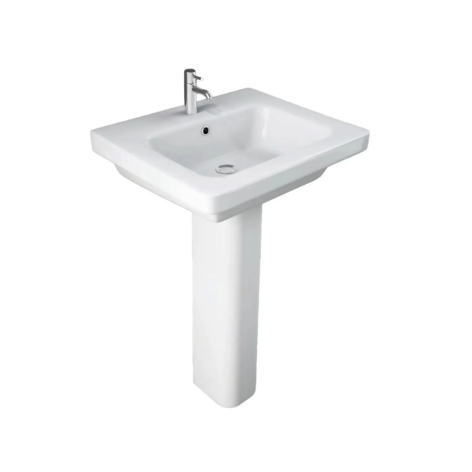 Falcon 550mm White Basin and Full Pedestal with 1 Tap Hole