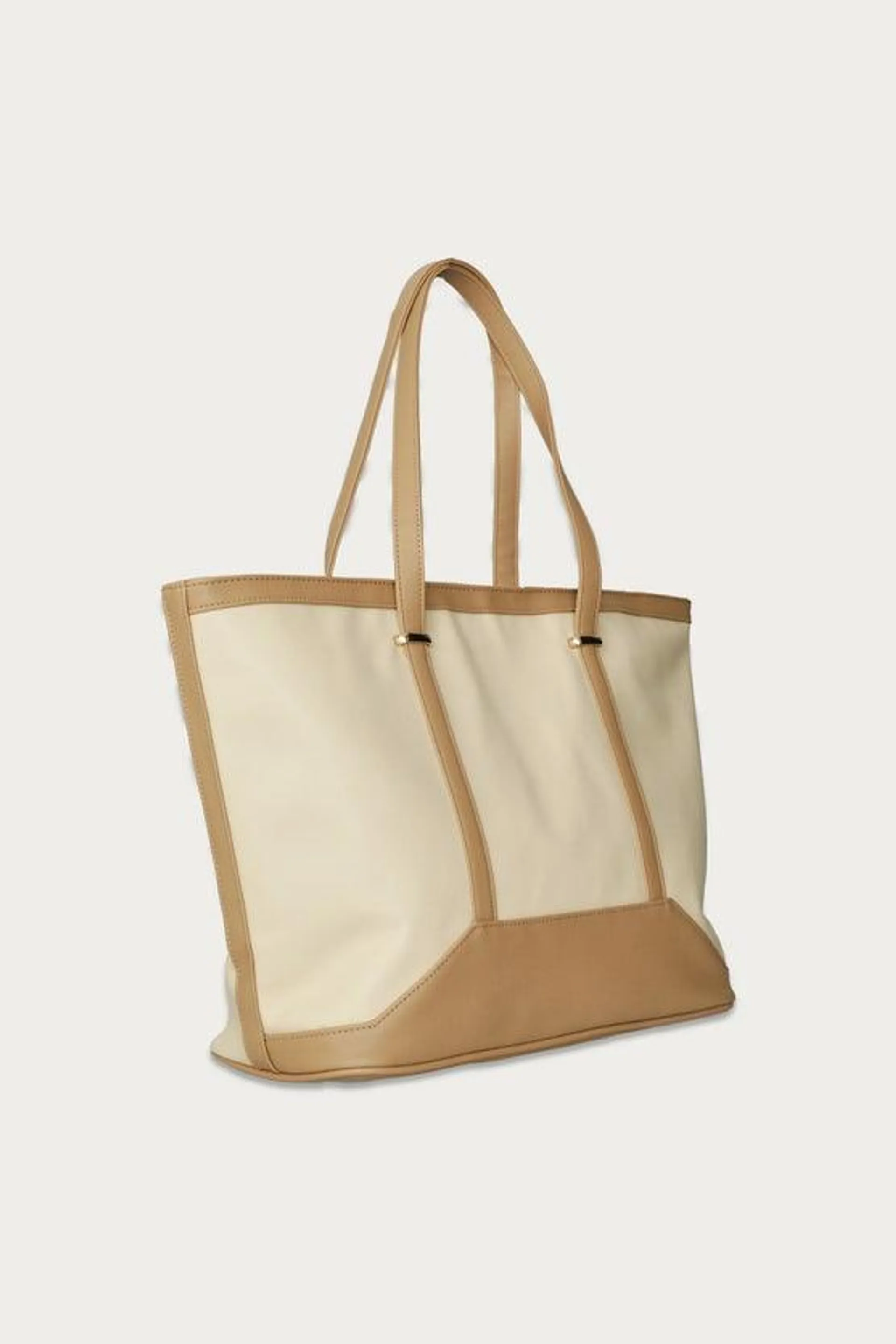 CREAM GOLD TRIM PANEL SHOPPER