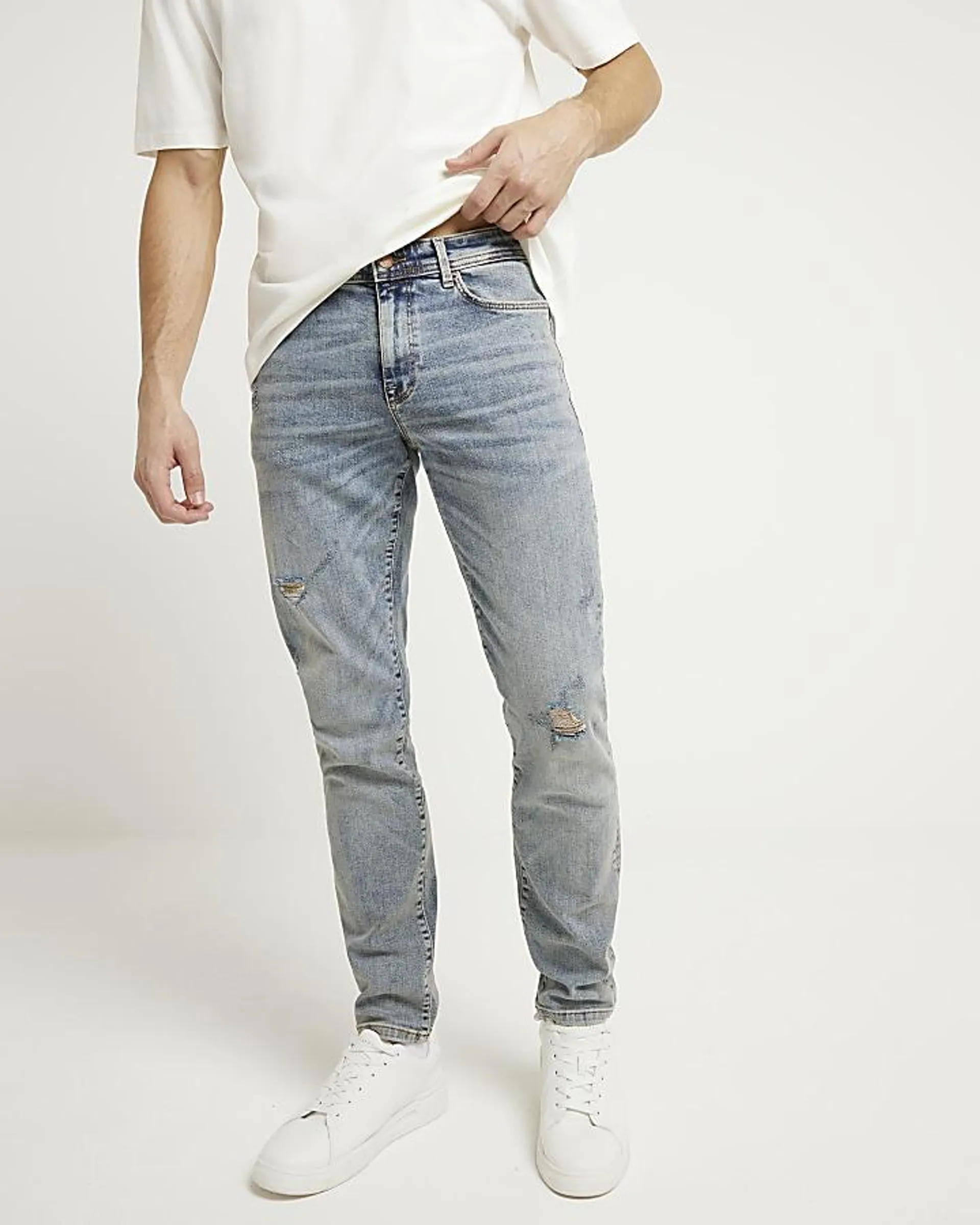 Blue ripped skinny fit jeans