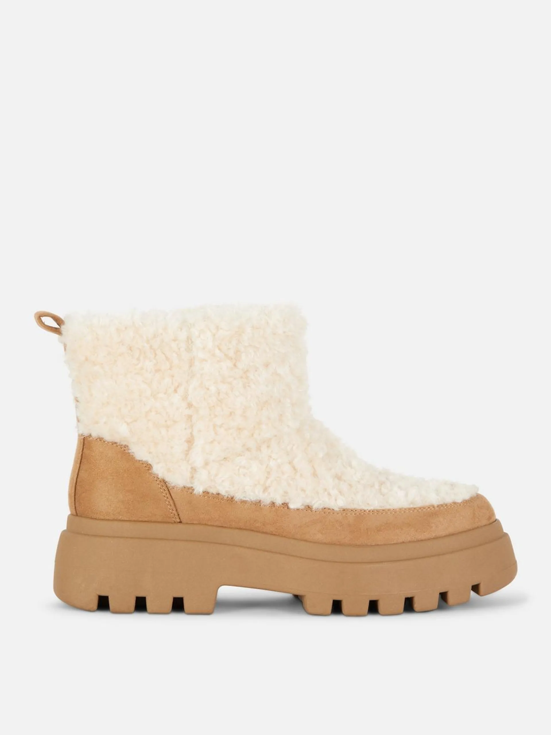 Paula Echevarría Faux Shearling Ankle Boots