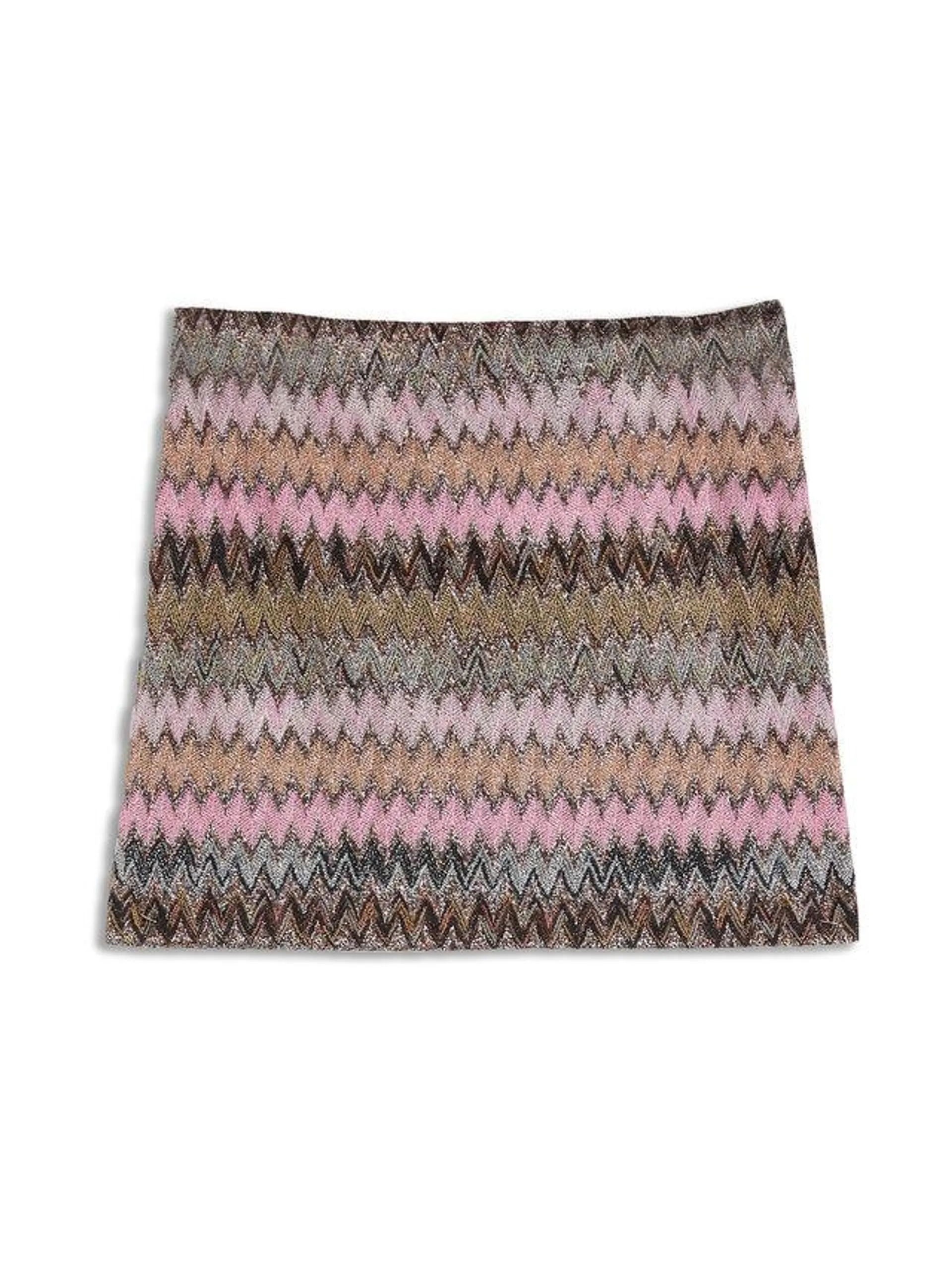 Bouclé Lamé Chevron Motif Mini Skirt