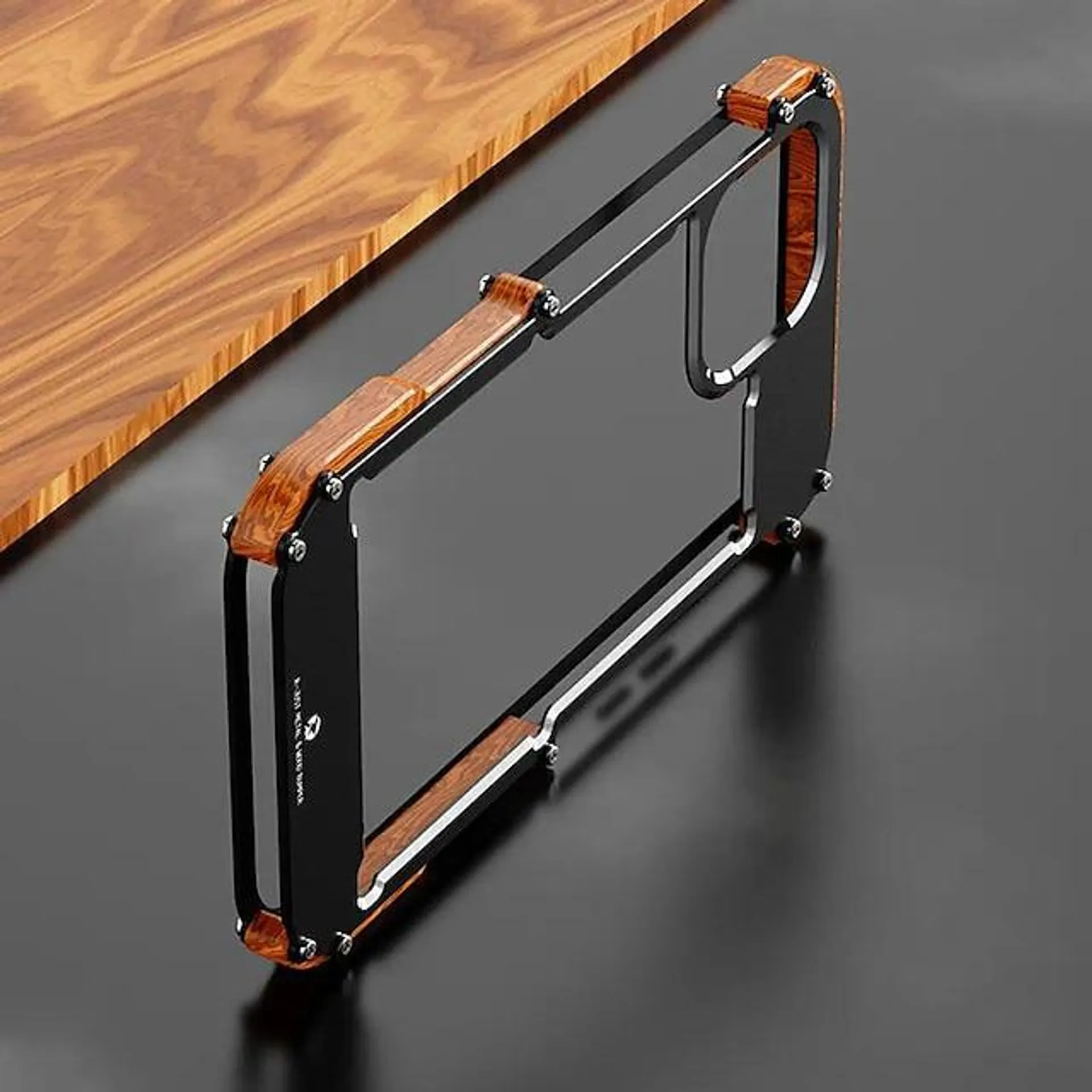 Phone Case For iPhone 15 Pro Max Plus 14 13 12 11 X XR XS 8 7 iPhone 14 13 12 11 Pro Max Plus X XR XS Bumper Frame 4 Corners Protection Solid Color Wooden Aluminum Alloy