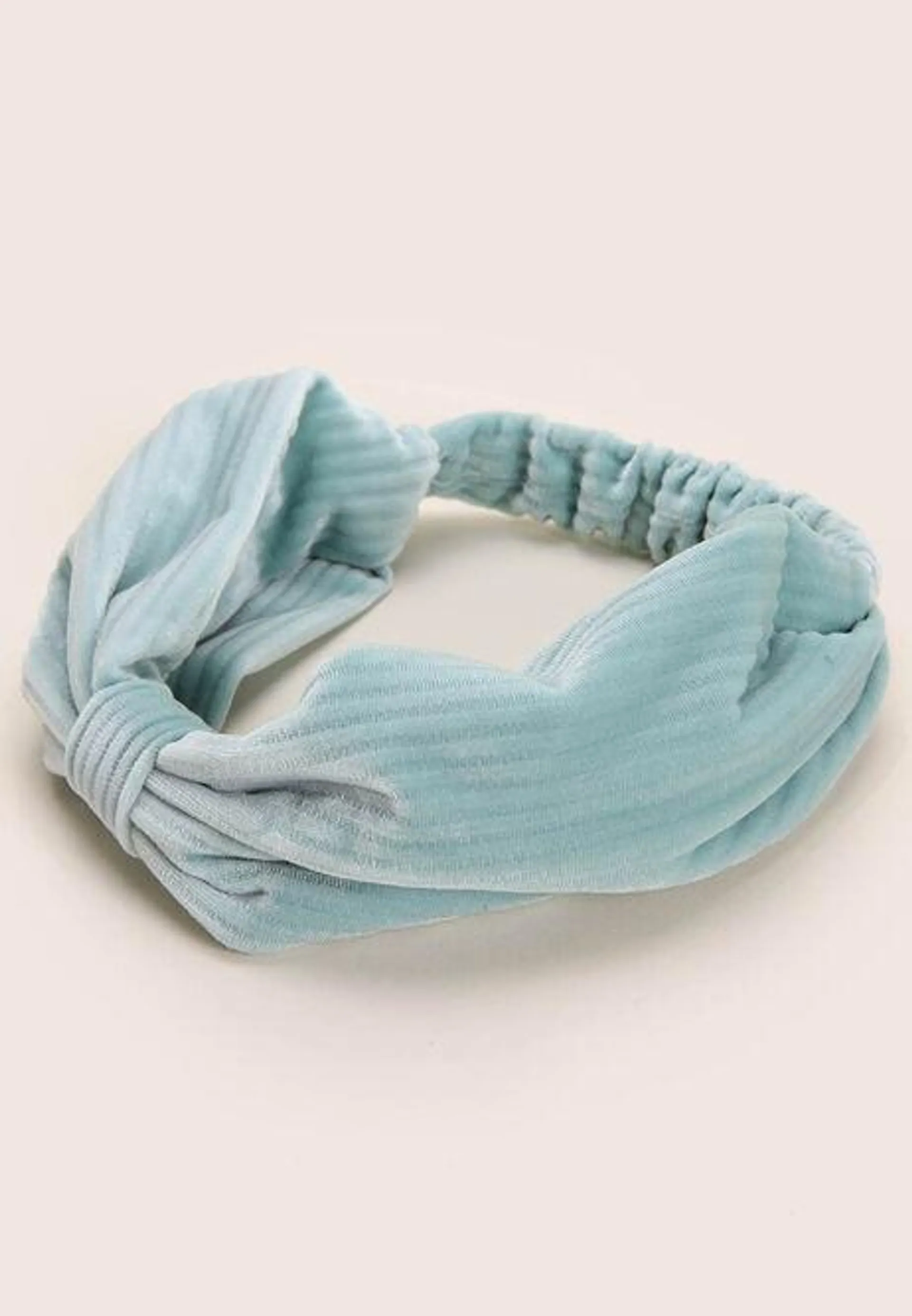 Womens Pale Blue Velvet Pleated Headband