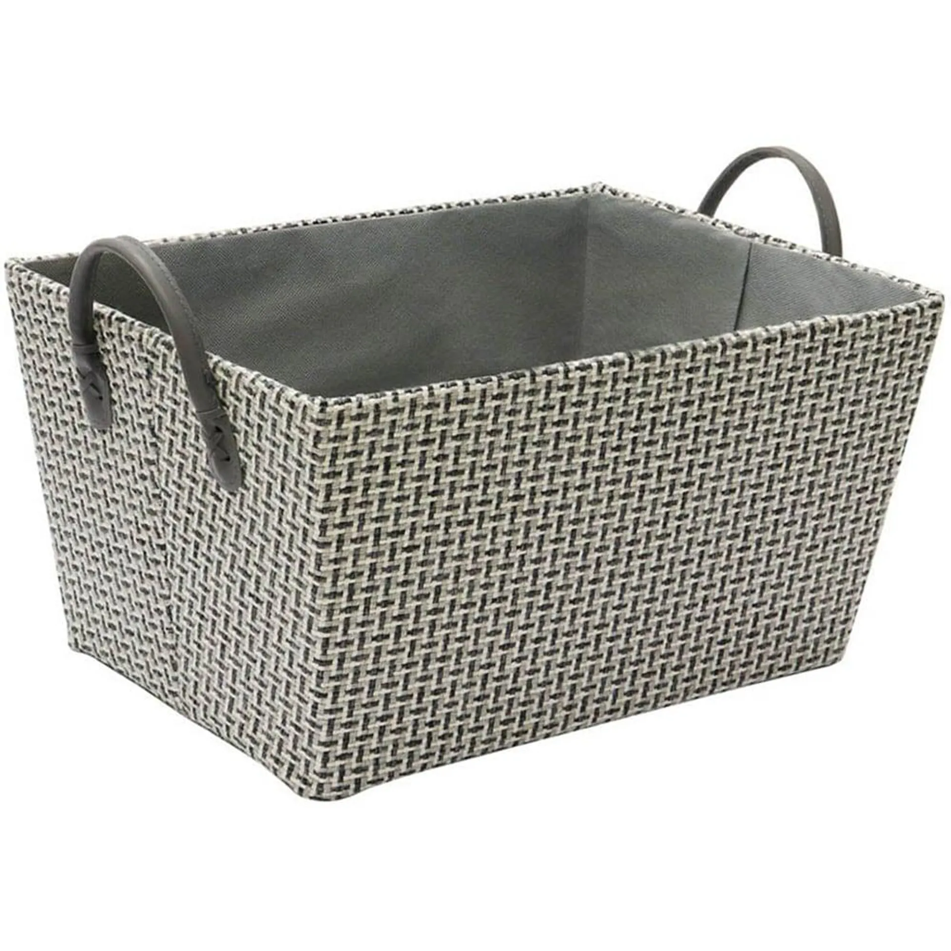 JVL Silva Rectangular Fabric Storge Basket with Pu Handles