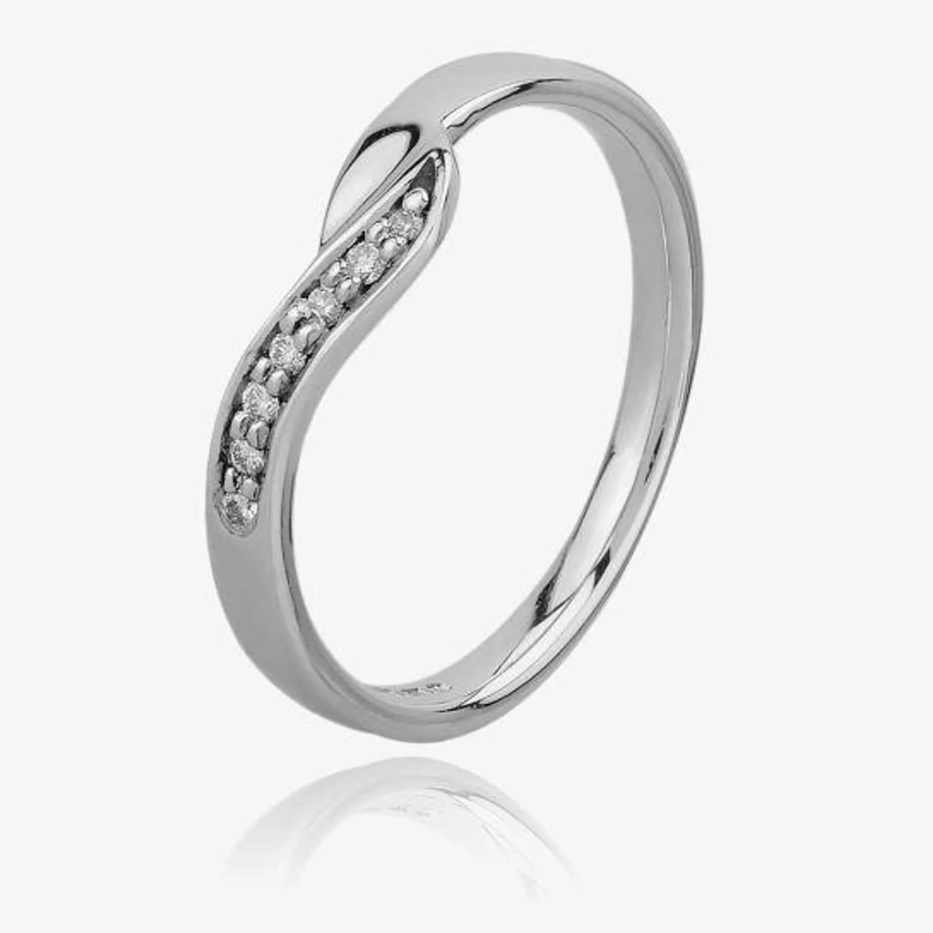 9ct White Gold 2.7mm Diamond Set Wishbone Wedding Ring 9306/9W/DQ10