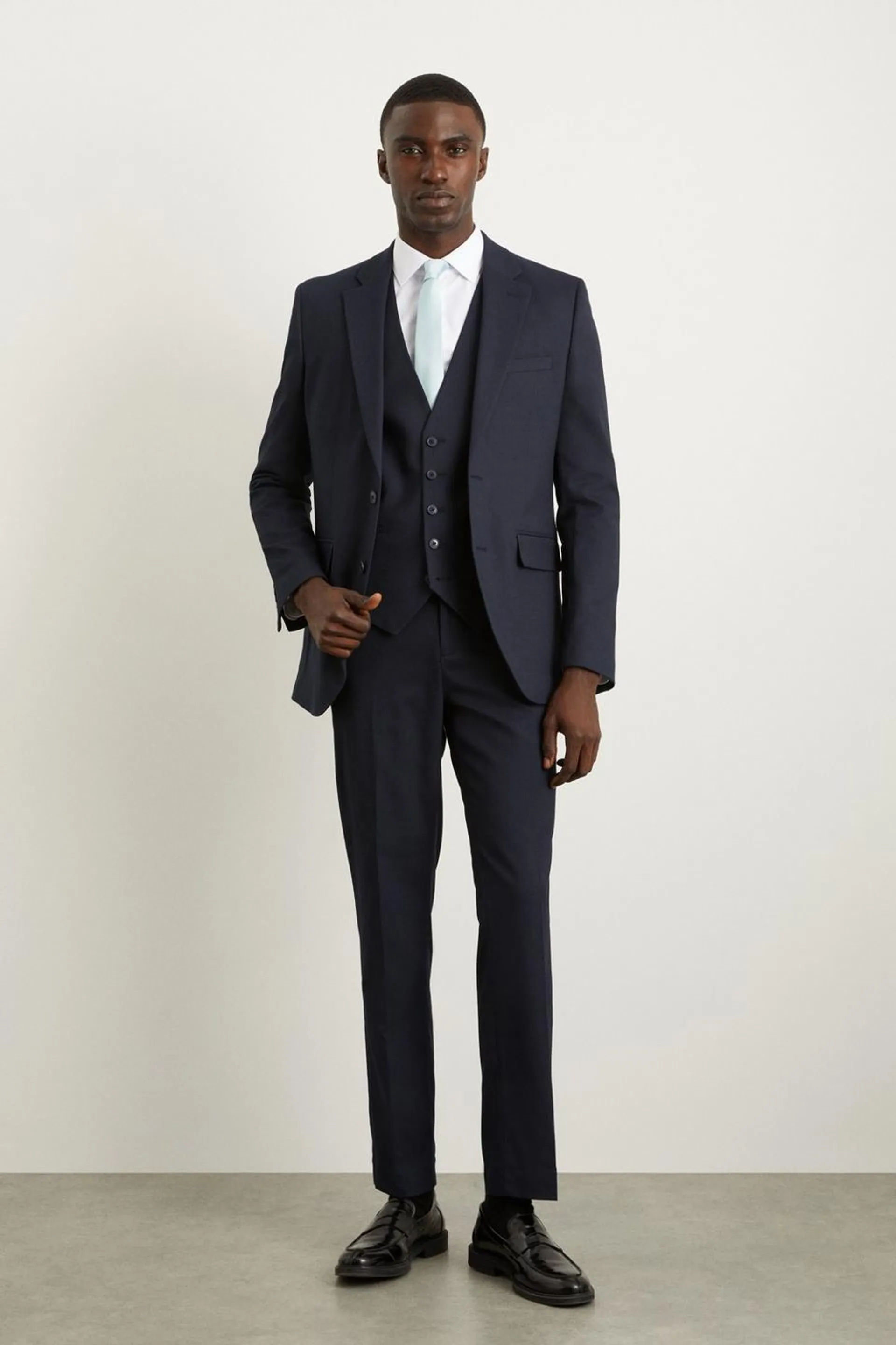 Slim Fit Navy Fine Stripe Suit Jacket