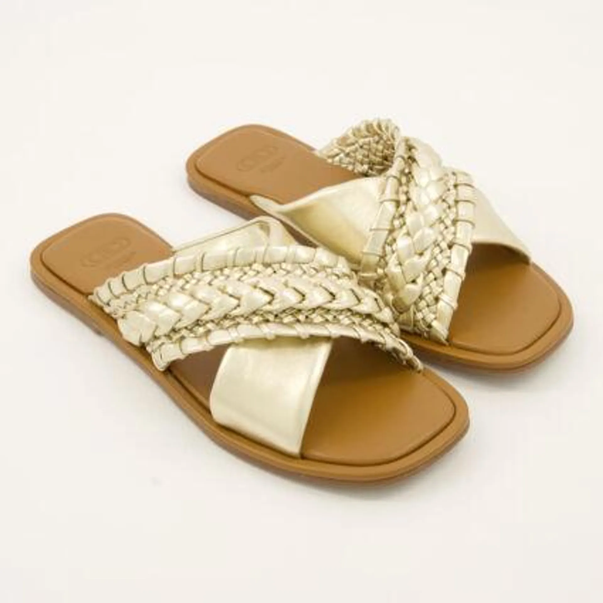 Gold Tone Woven Sandals