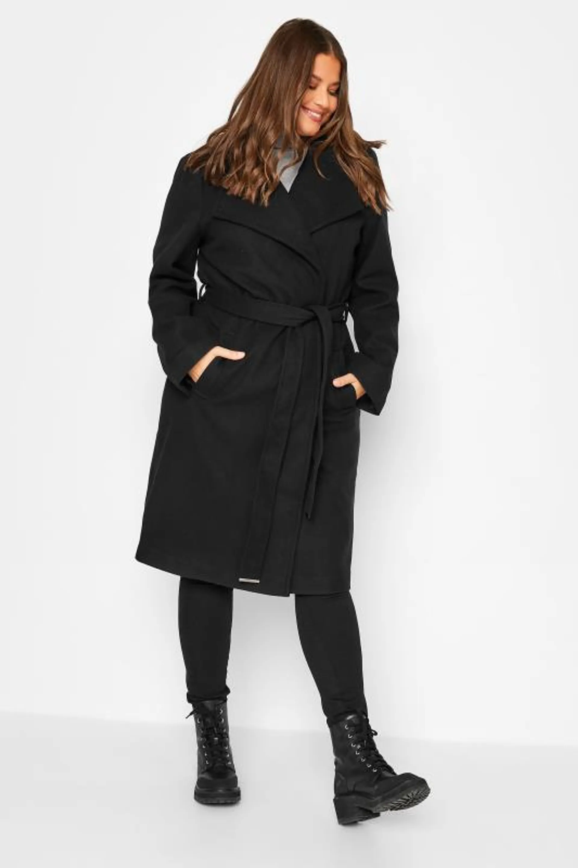 LTS Tall Black Belted Coat