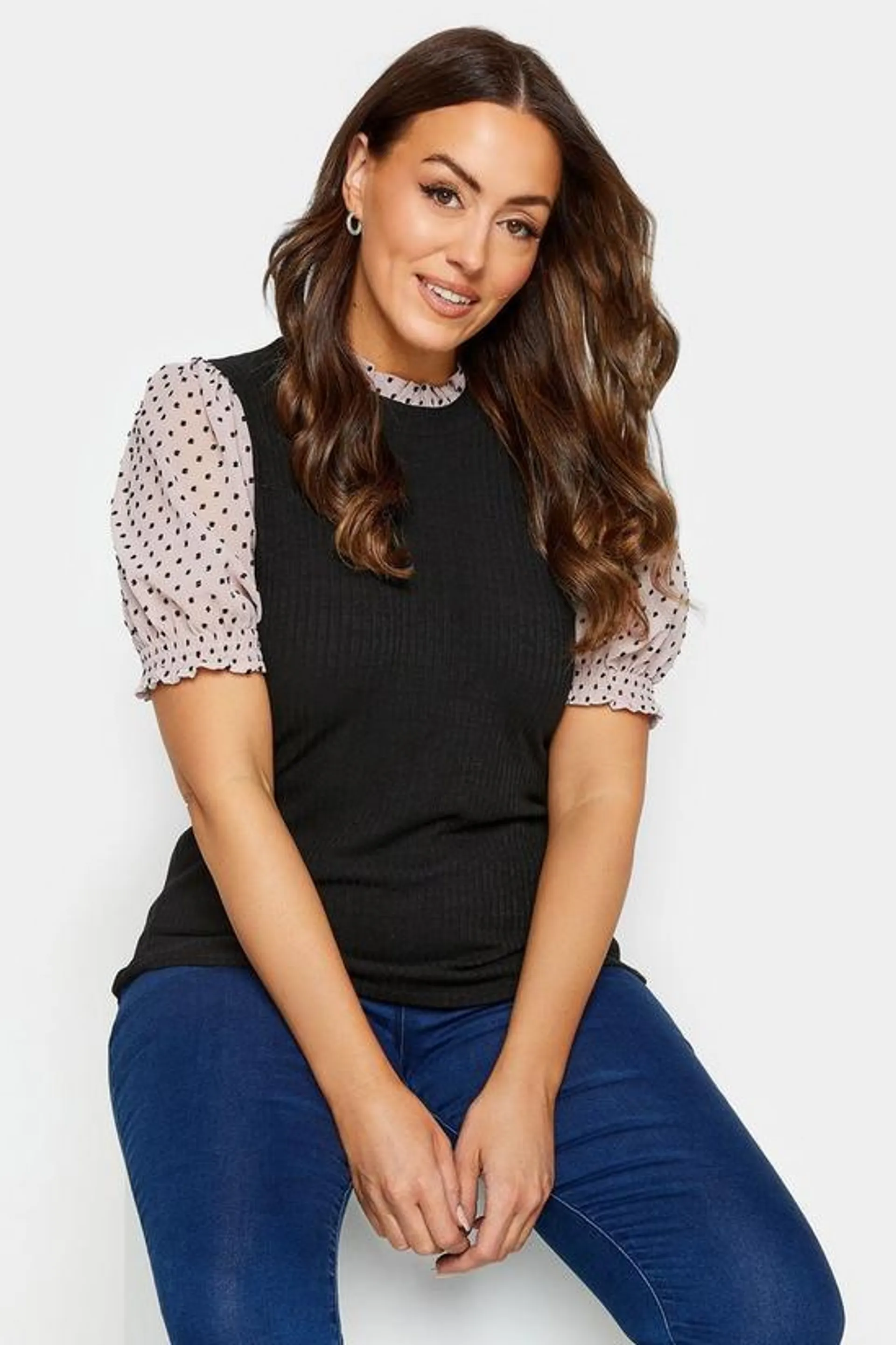 Contrast Sleeve Blouse