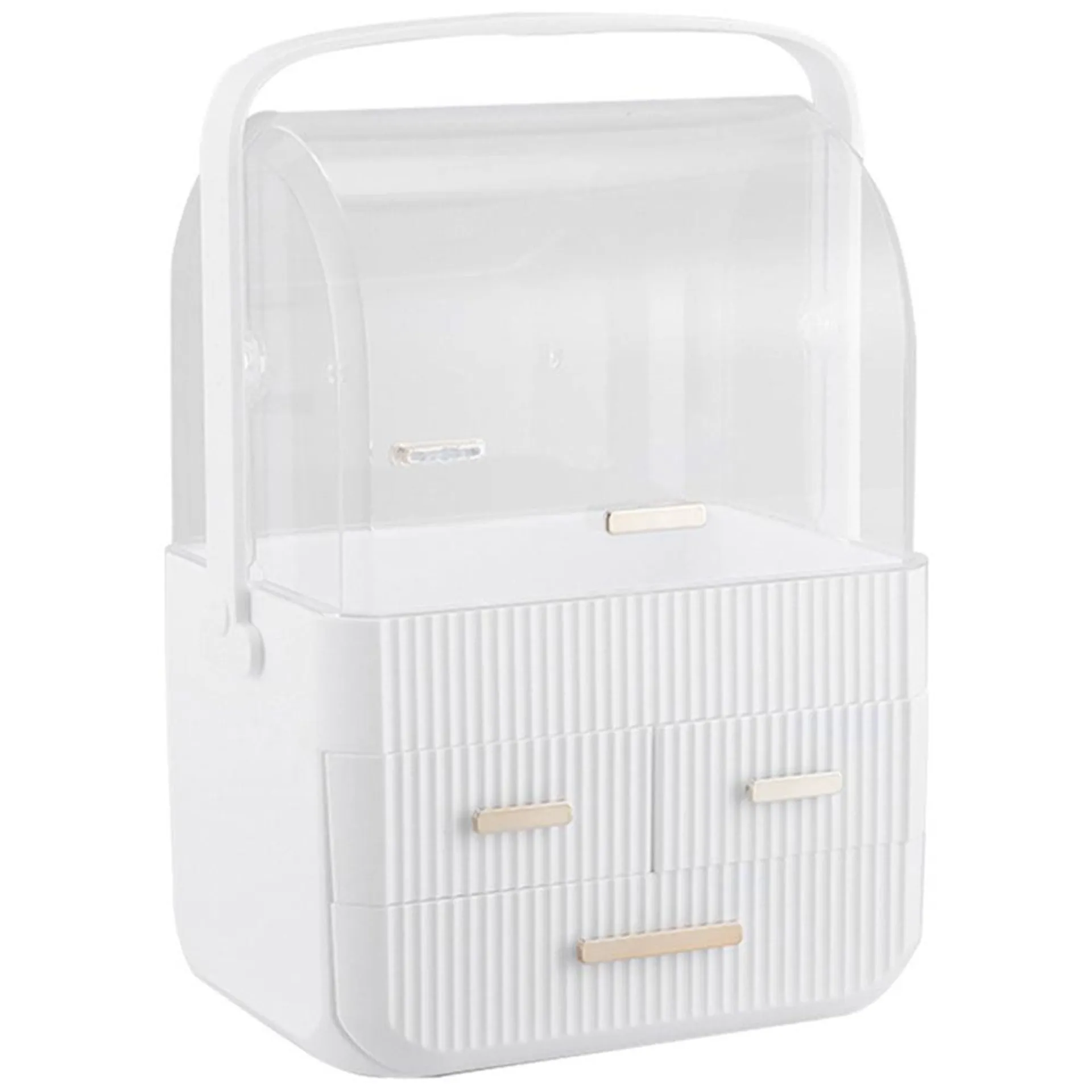 Living and Home 3 Drawer White Desktop Cosmetic Storage Organizer