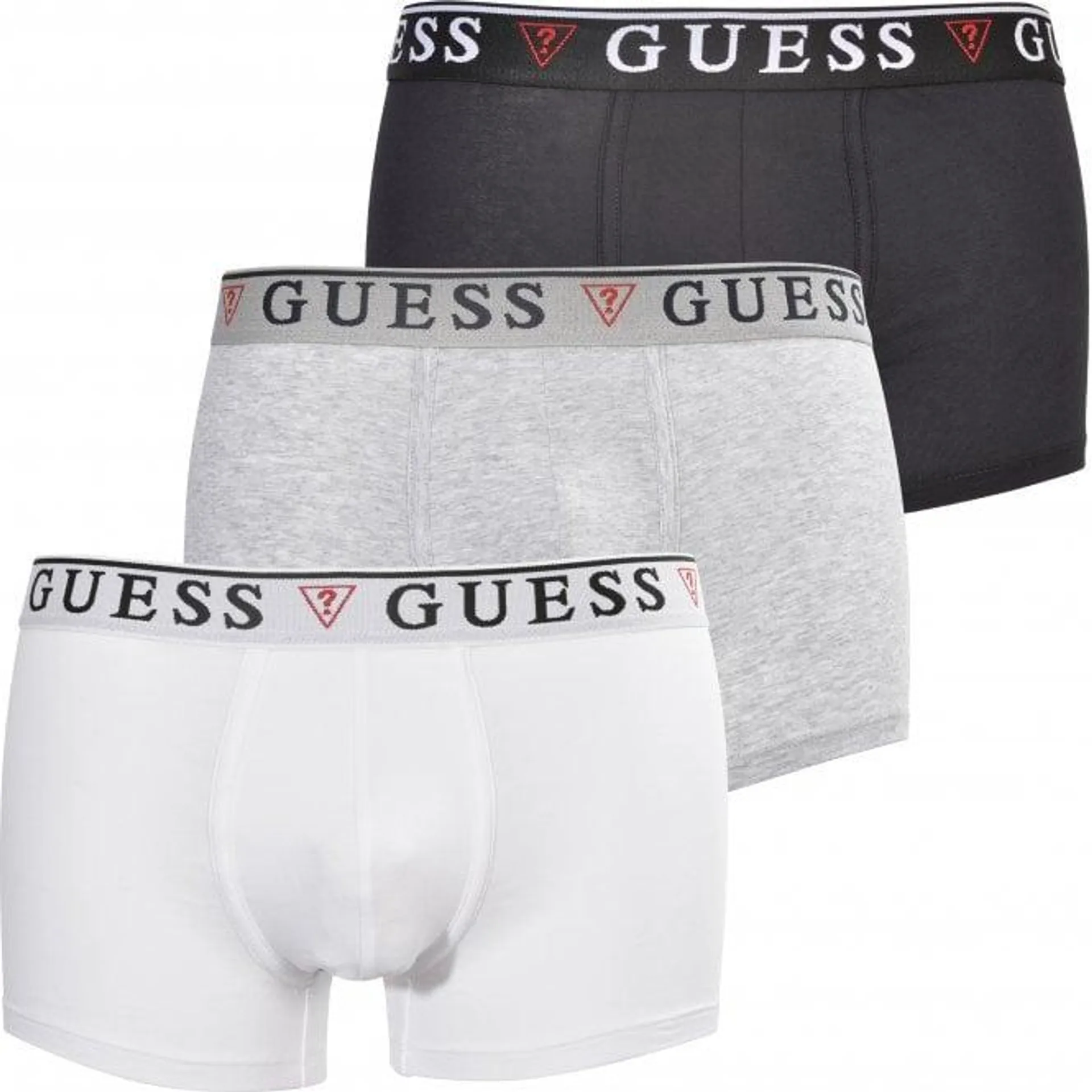 3-Pack Classic Logo Boxer Trunks, Black/White/Grey