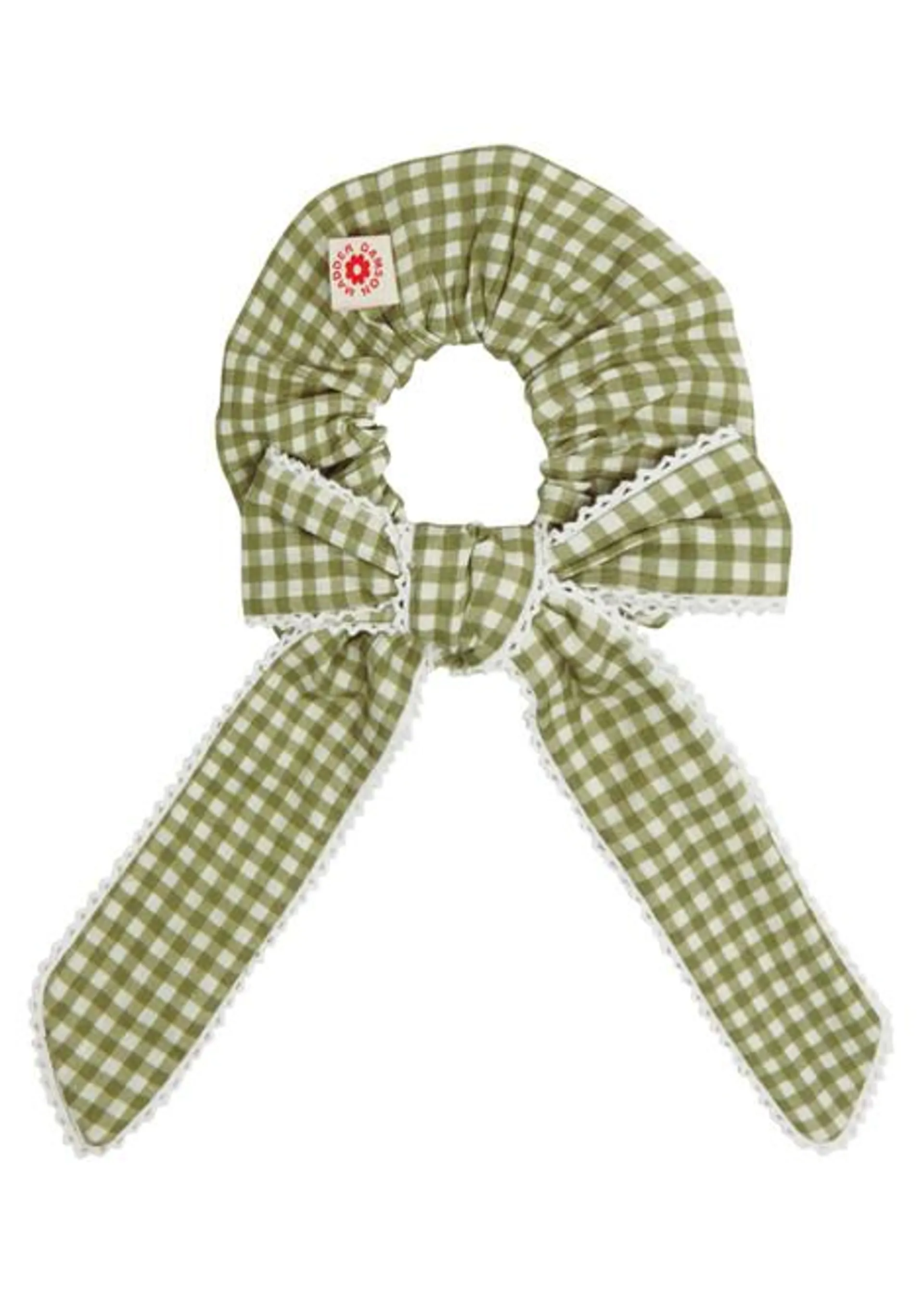 Bow gingham cotton scrunchie