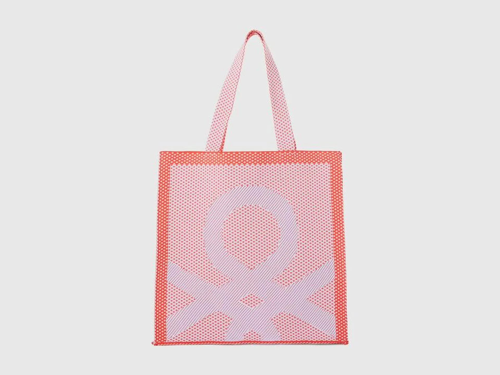 Red and pink reversible tote bag