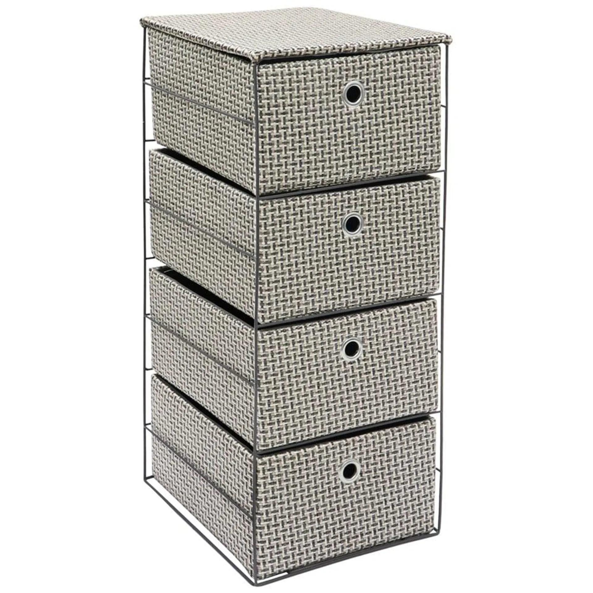 JVL Silva 4 Drawer Wide Fabric Storage Tower