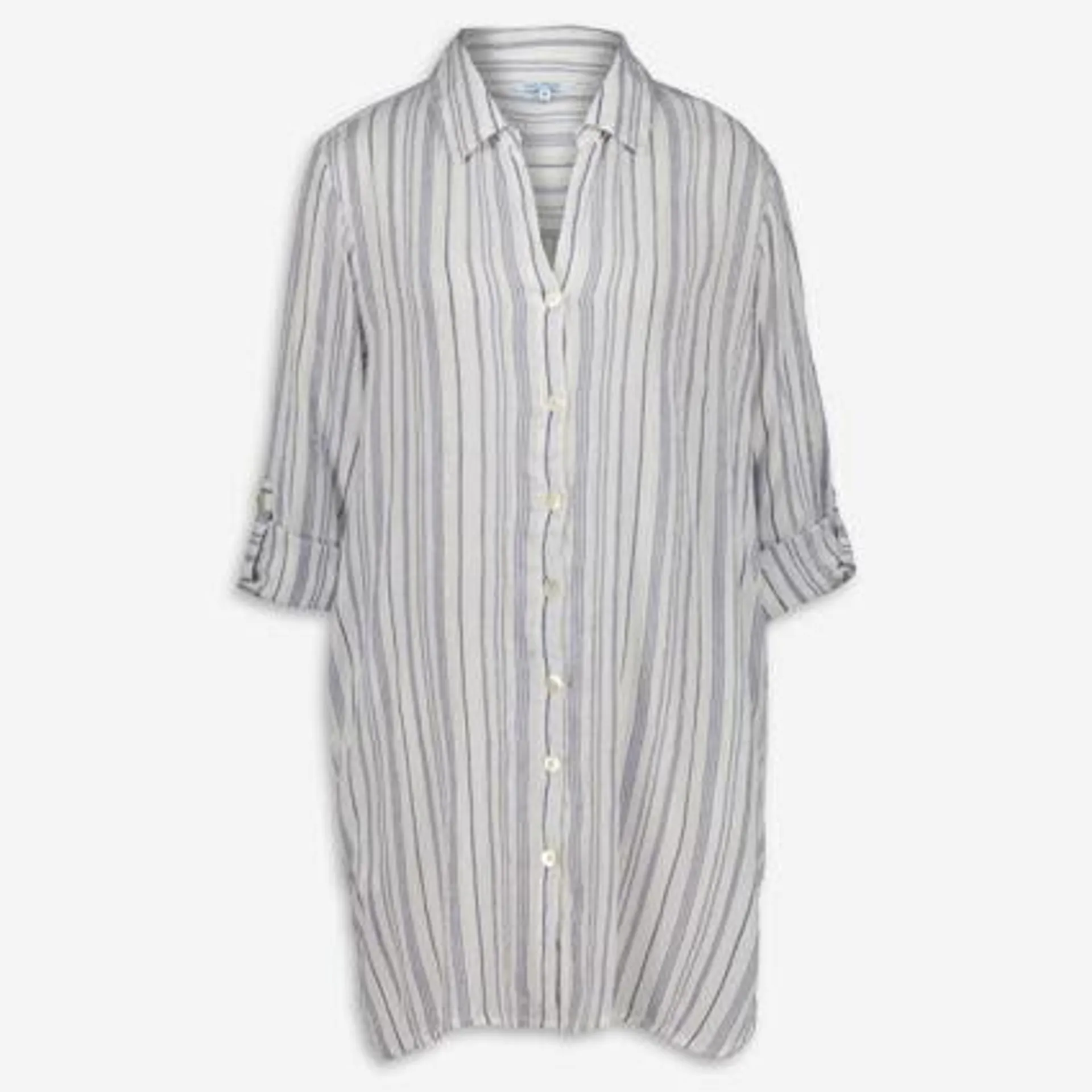 White & Blue Beach Shirt Dress